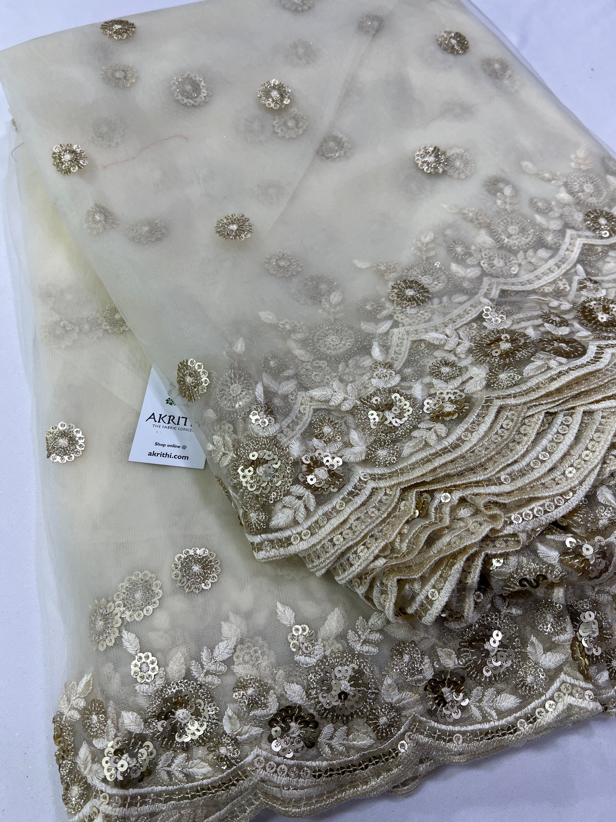 Embroidery on net fabric