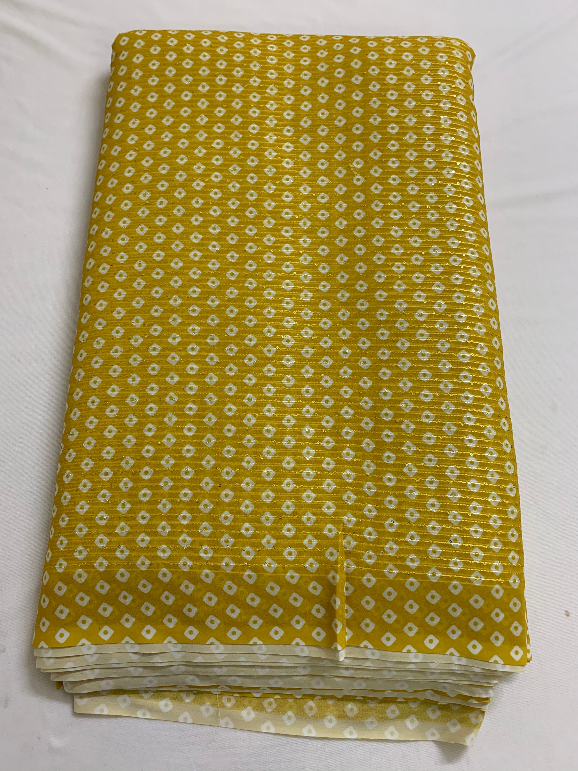 Embroidery on bandhani georgette fabric