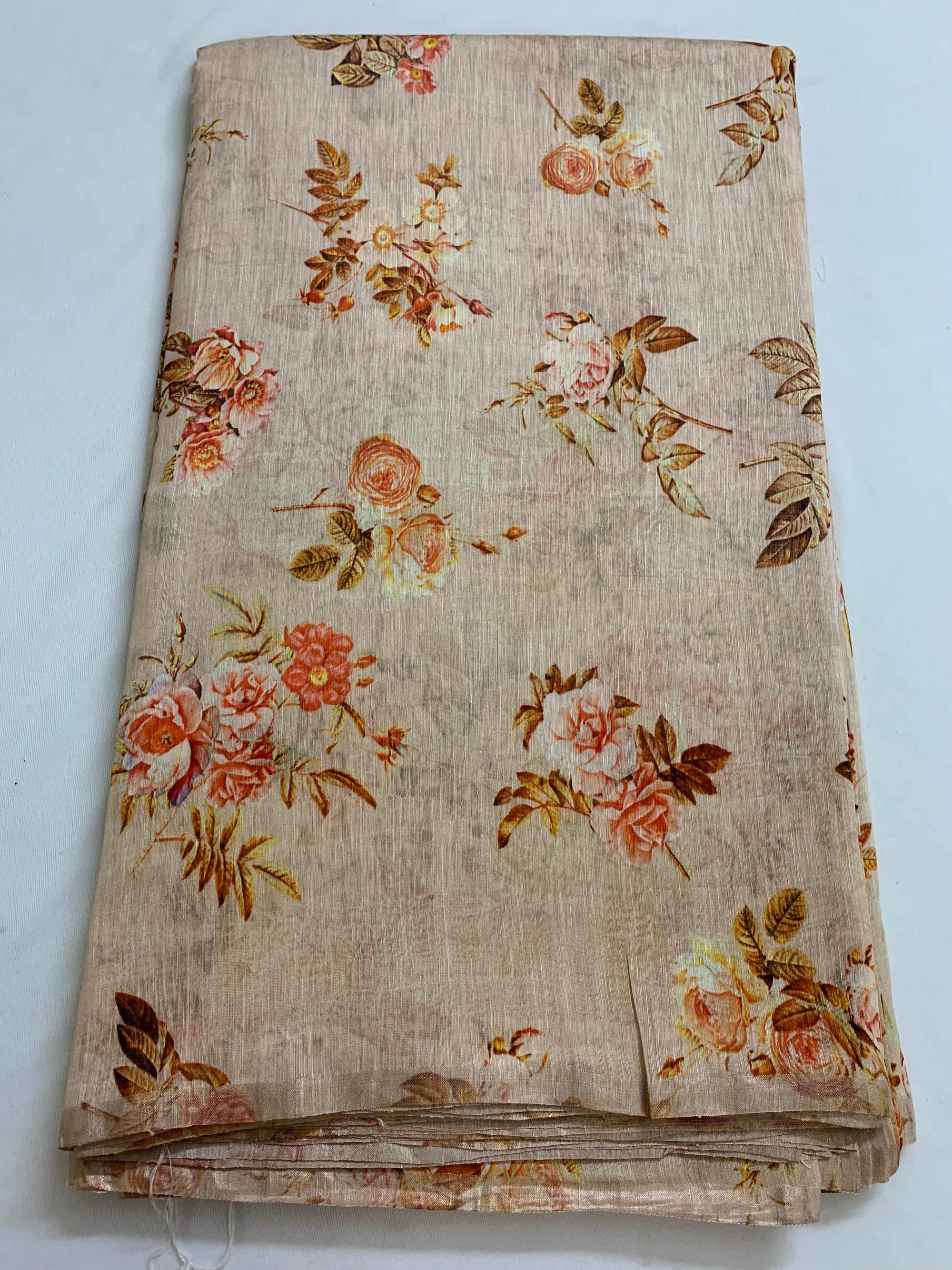 Handloom Printed pure linen silk fabric