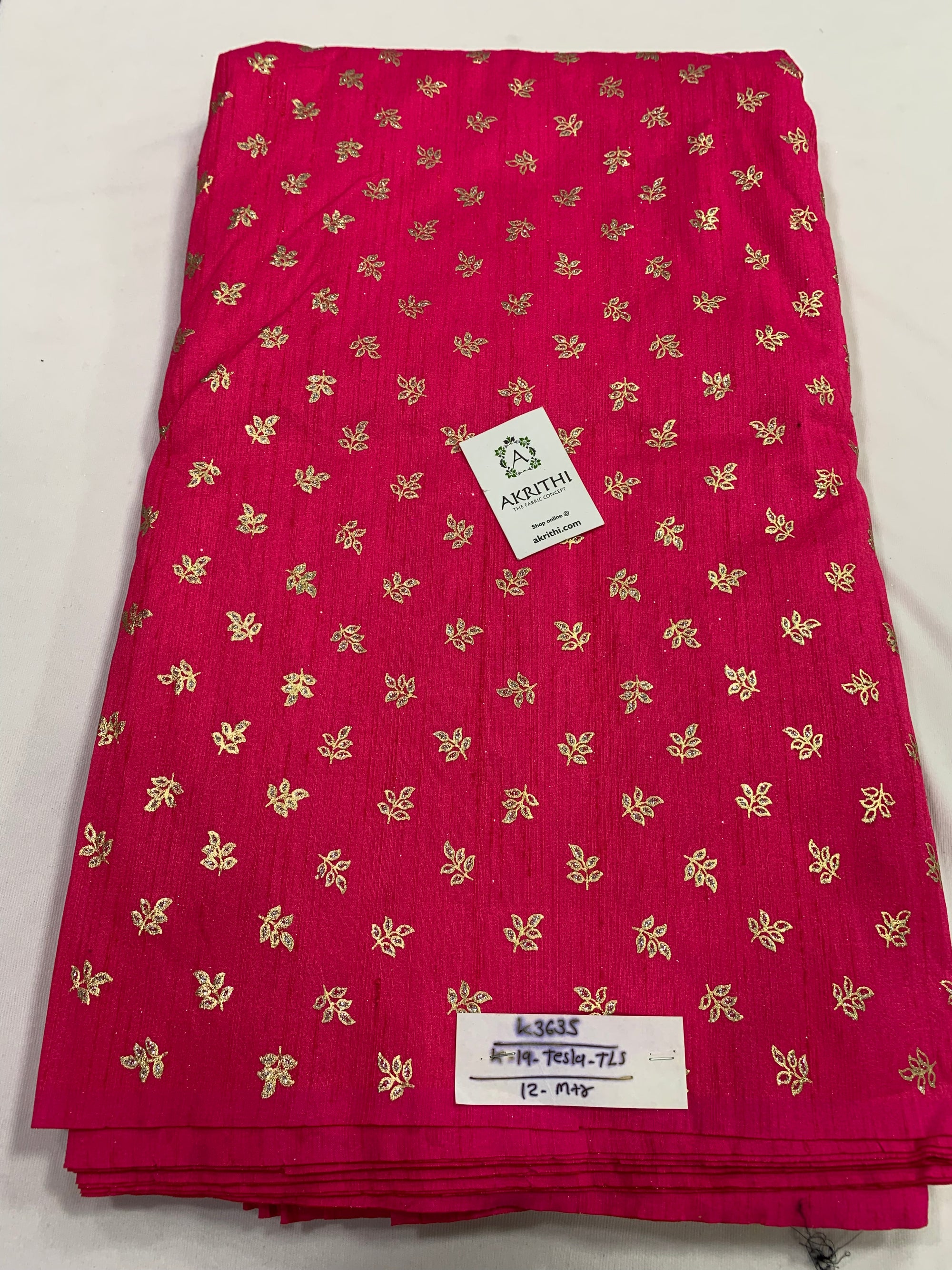 Foil printed raw silk fabric