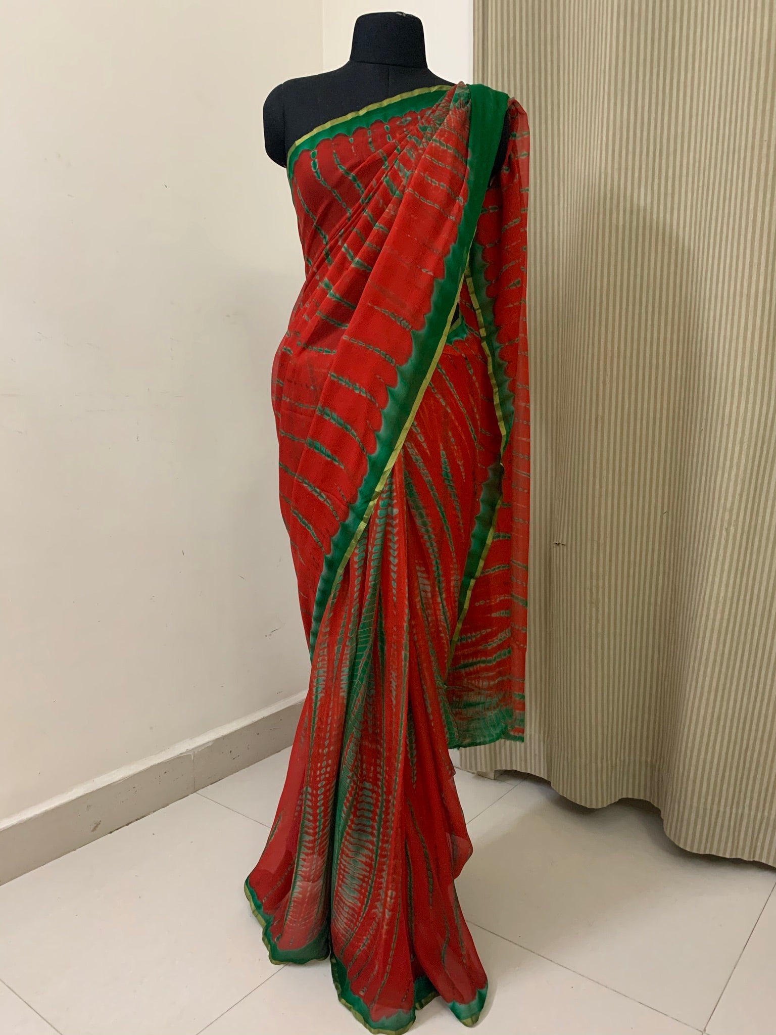 PURE CHIFFON SHIBORI TIE AND DYE SAREE
