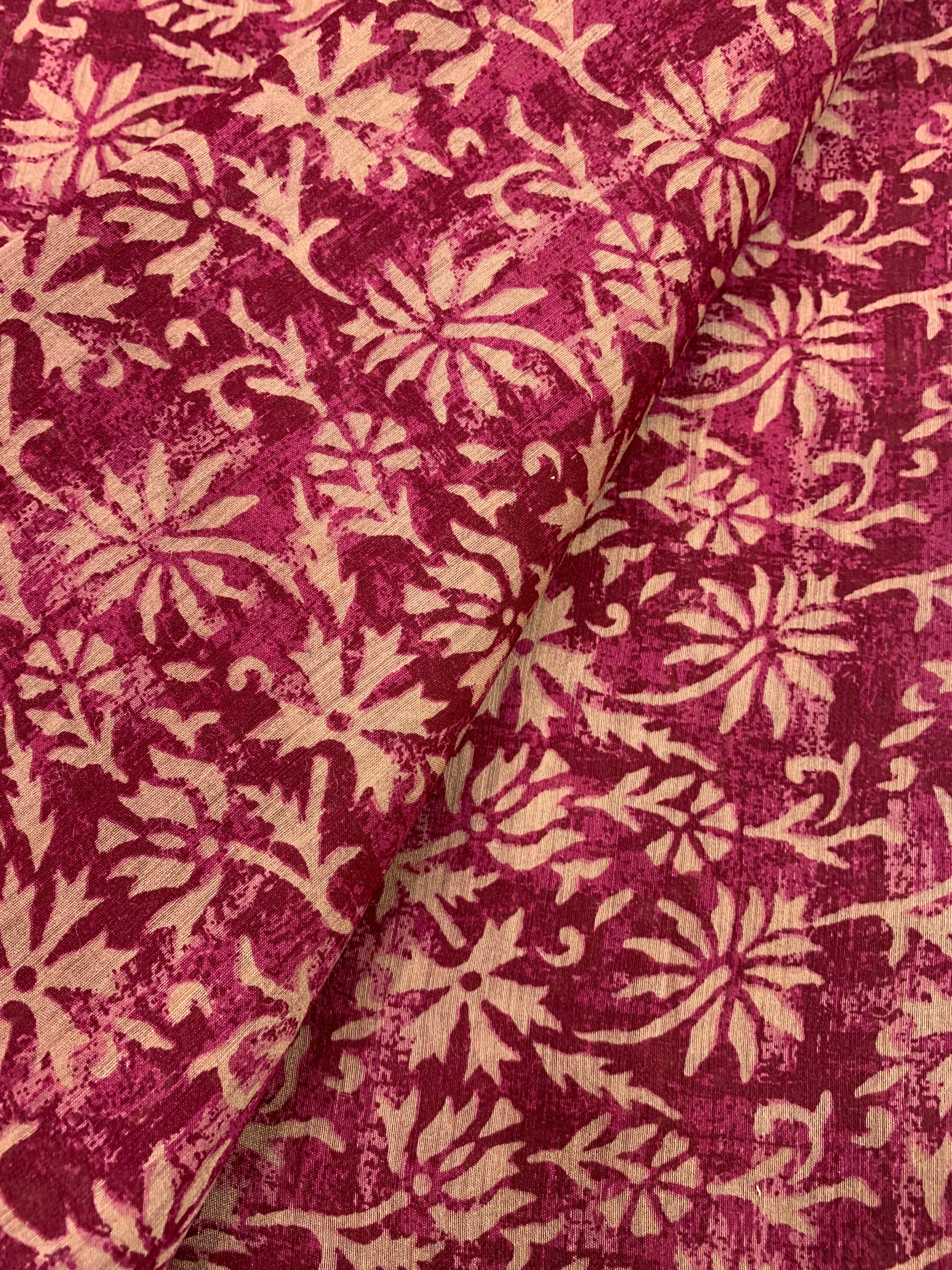 Printed handloom pure munga silk fabric