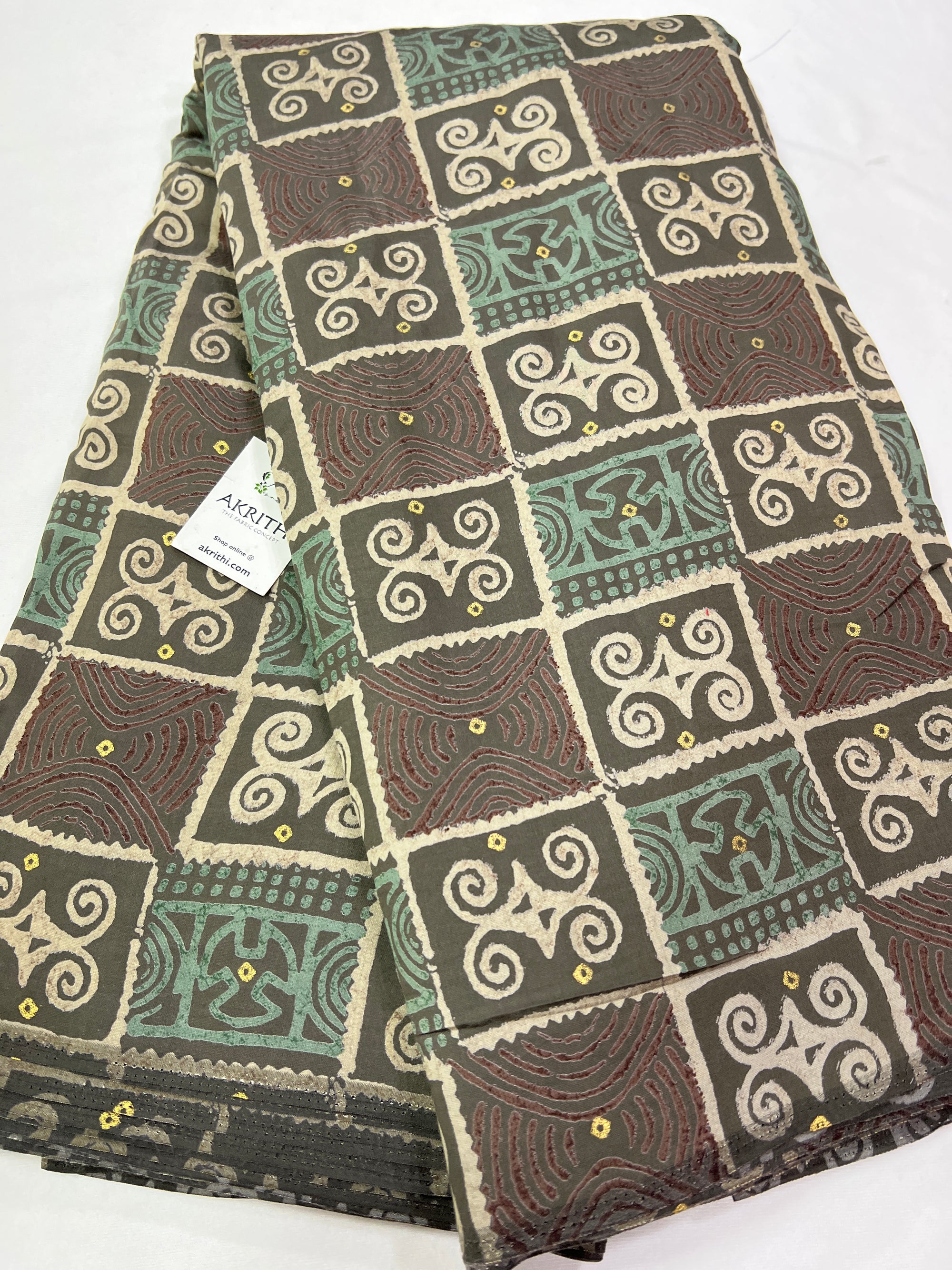 Digital printed Silk fabric with foil