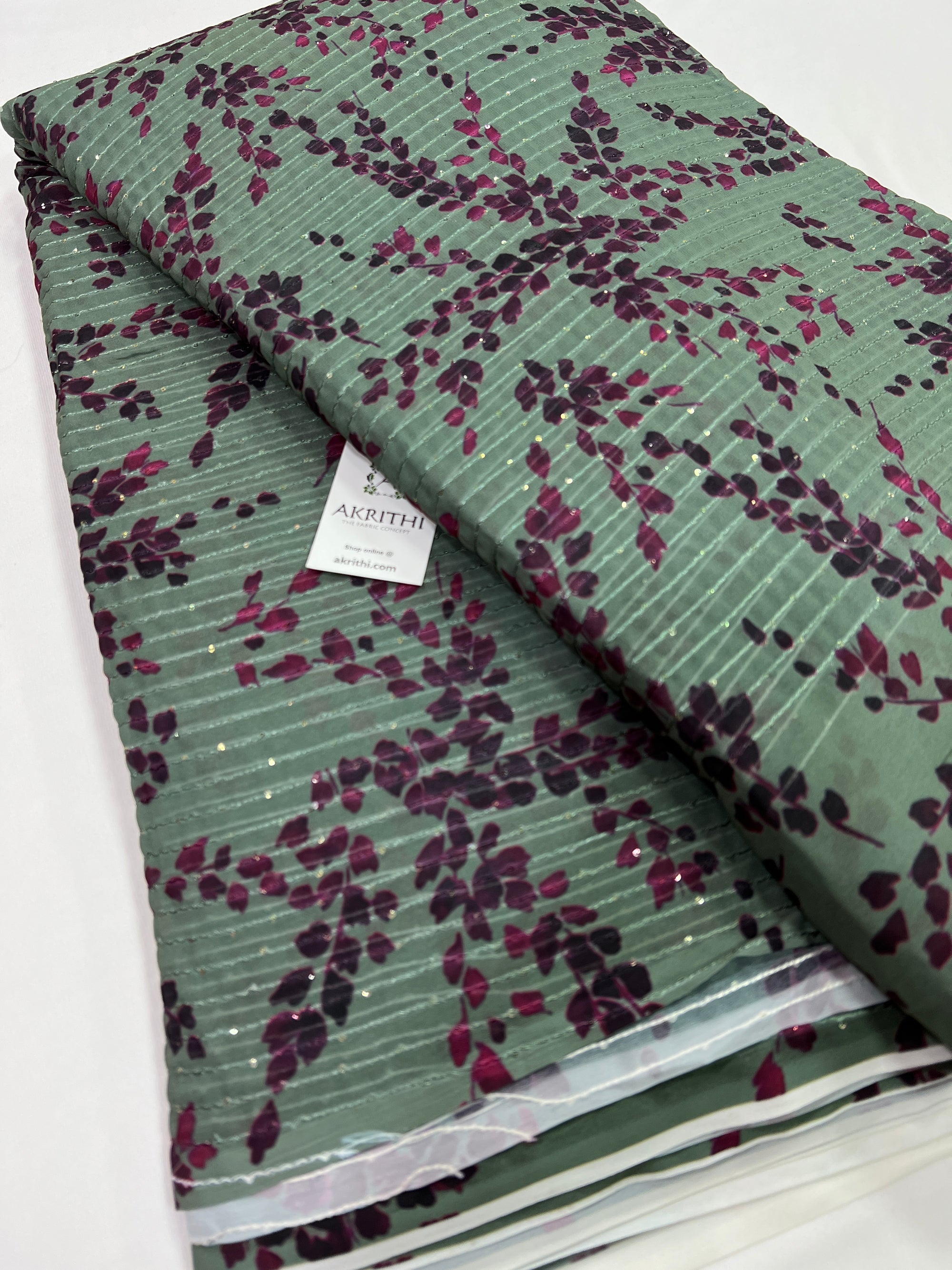 Digital printed georgette fabric with sequins work