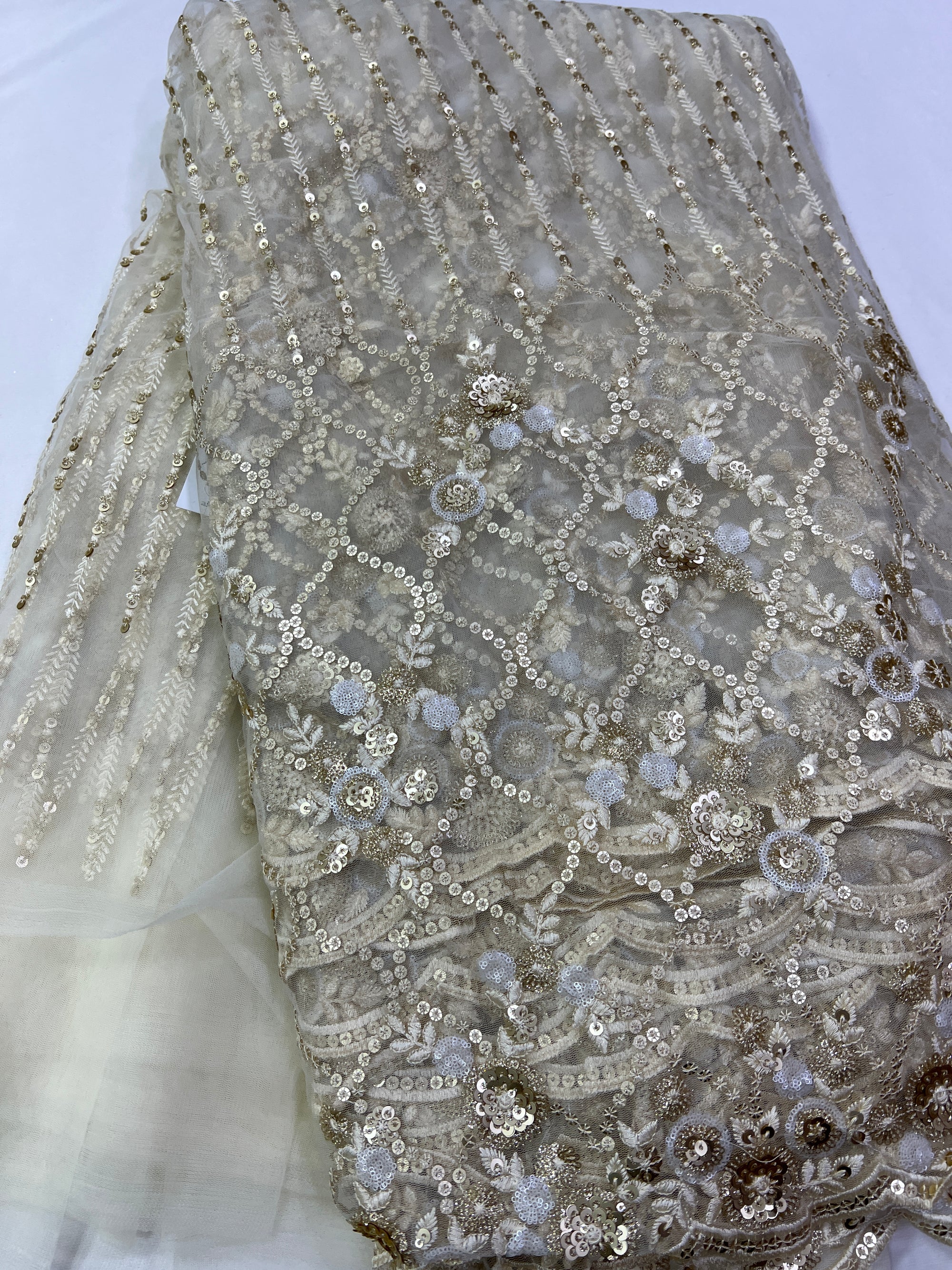 Embroidery on net fabric