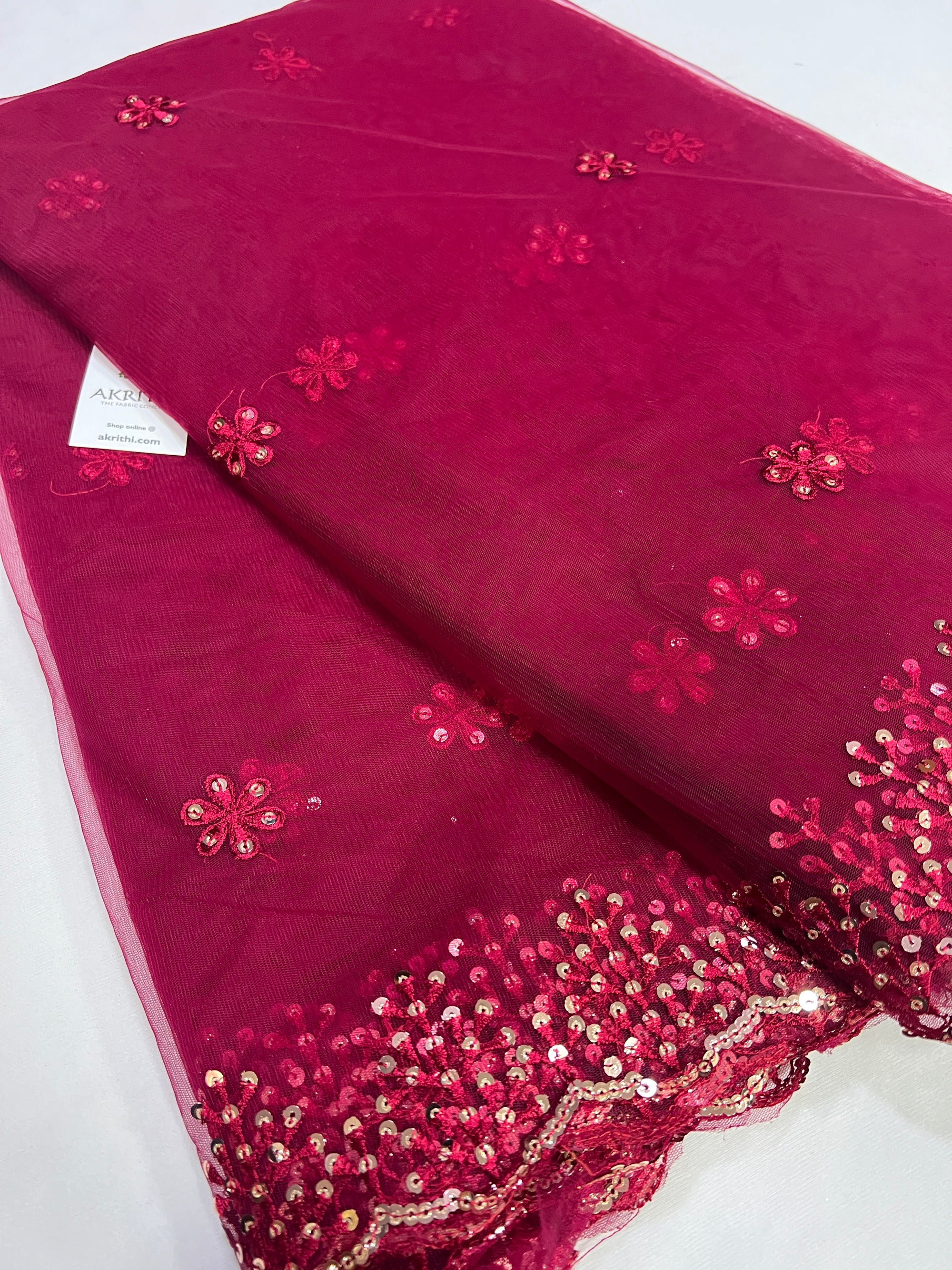 Embroidery on net fabric