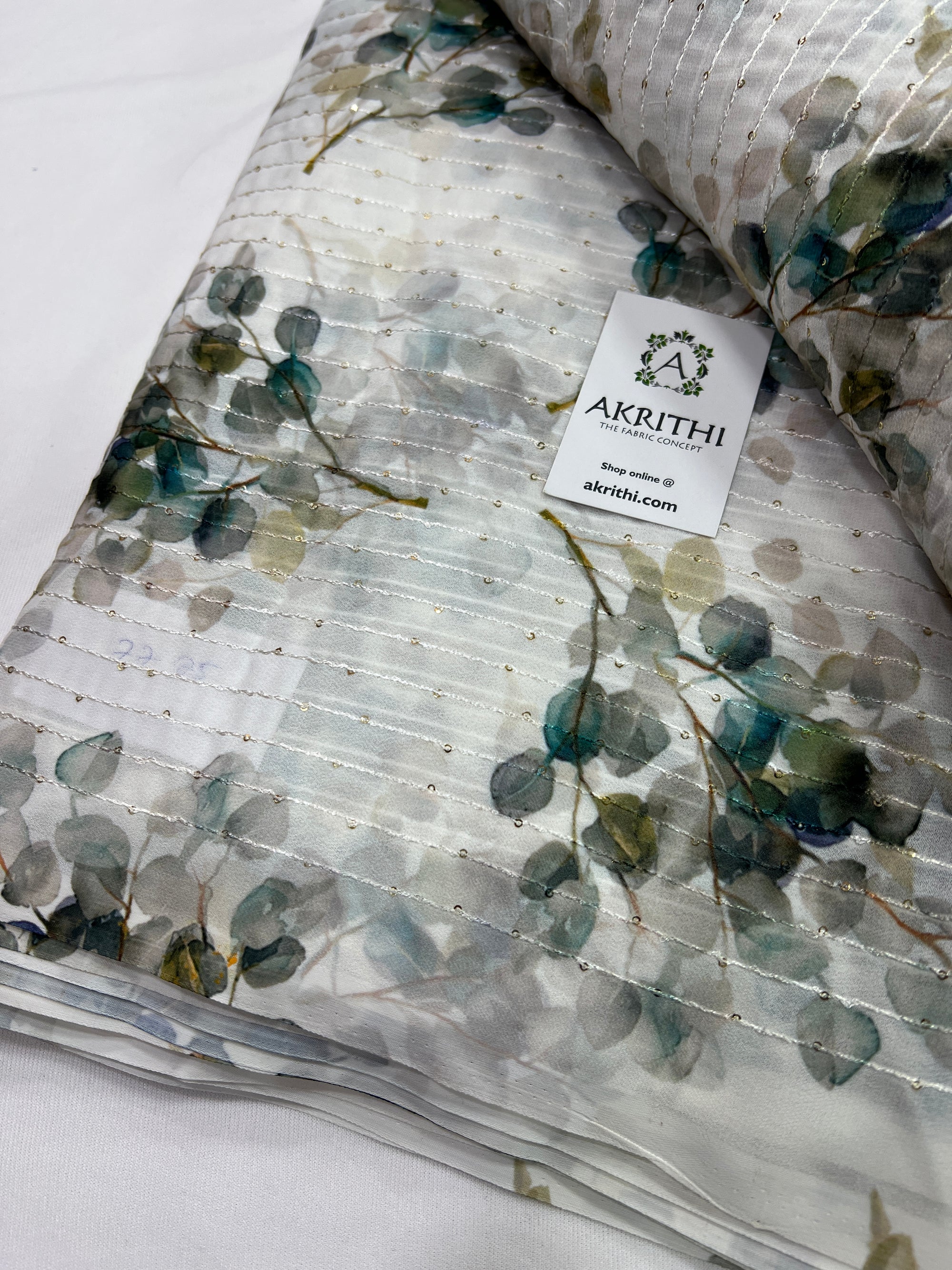 Digital printed georgette fabric with sequins work