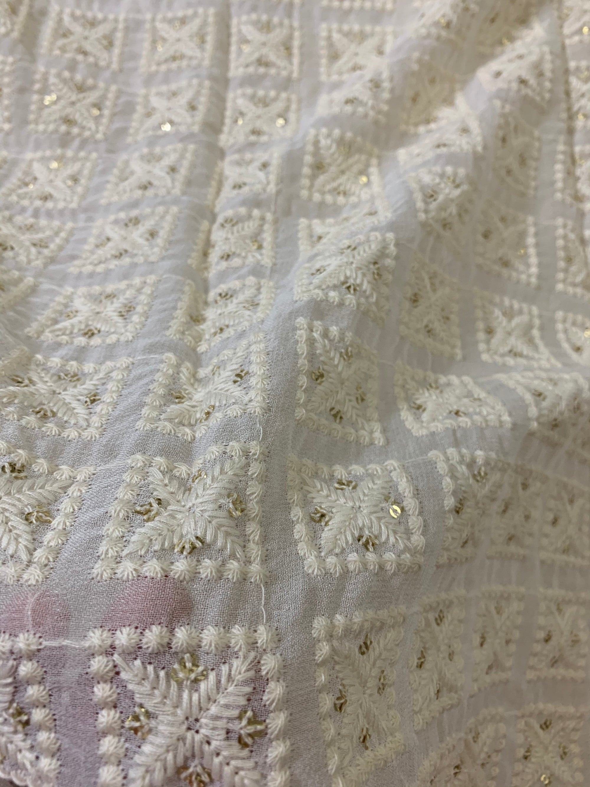 Embroidery on dyeable georgette fabric