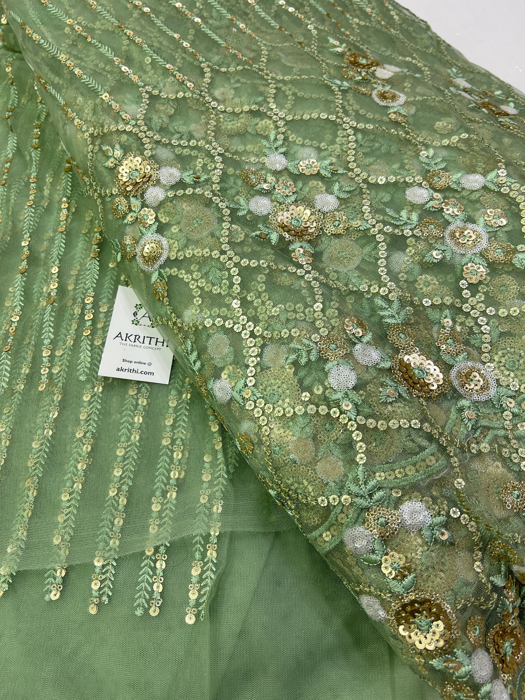 Embroidery on net fabric