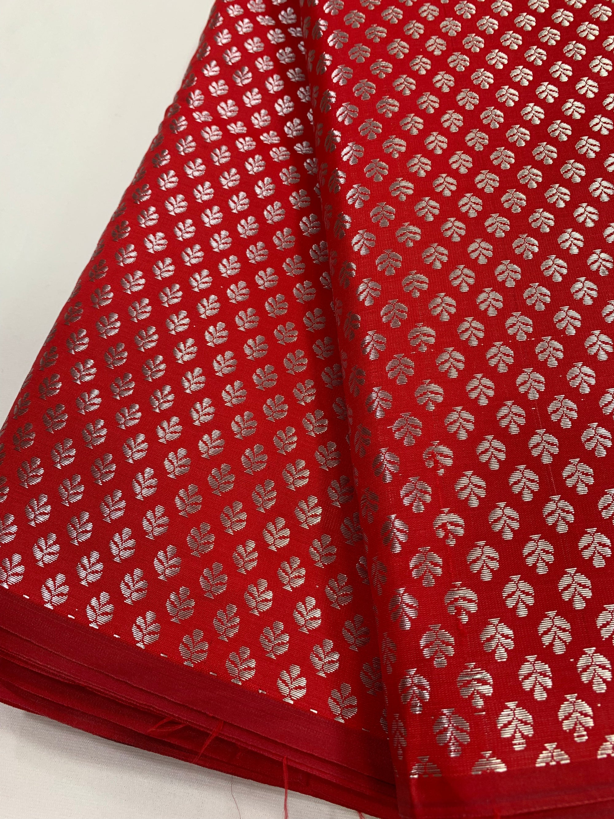 Banarasi brocade fabric with silver zari