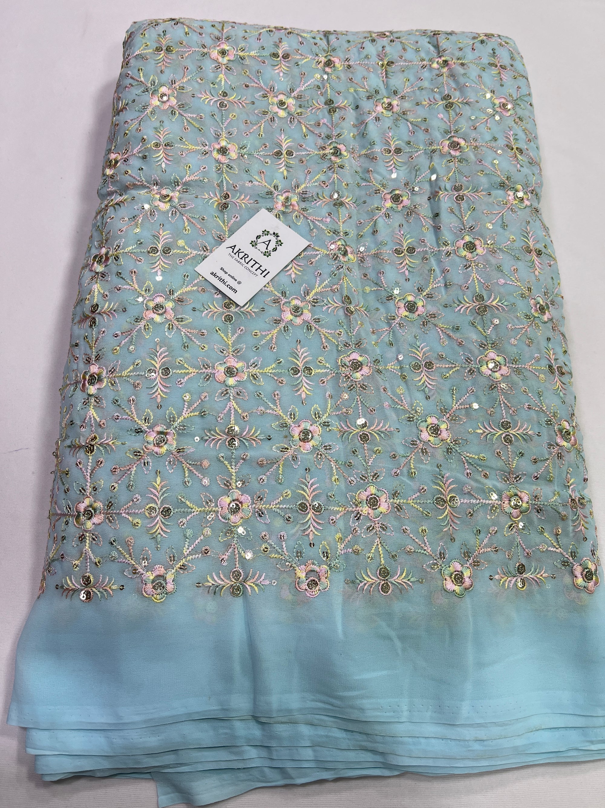 Embroidery on georgette fabric 70 CM CUT