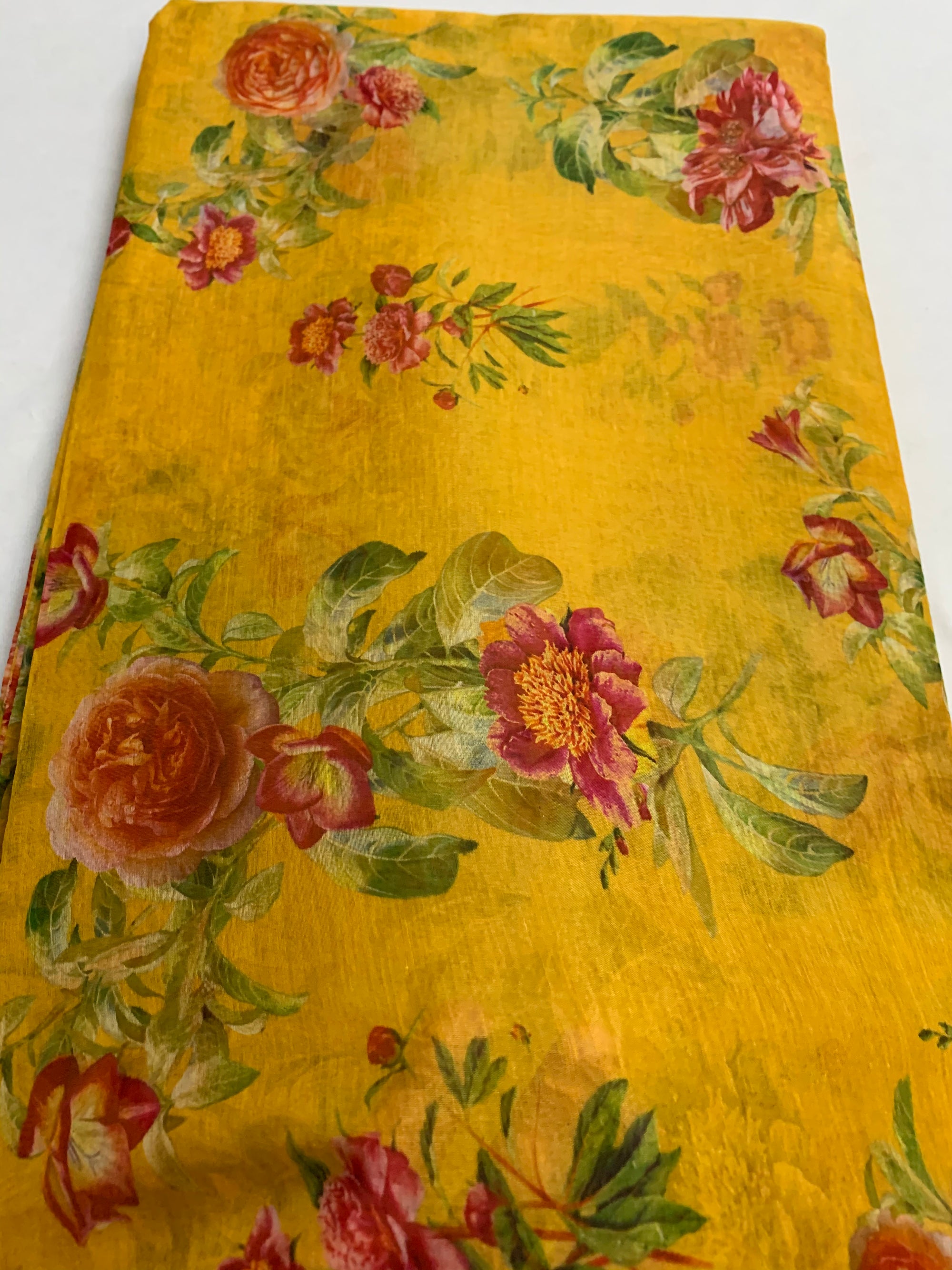 Floral Printed Pure silk cotton fabric