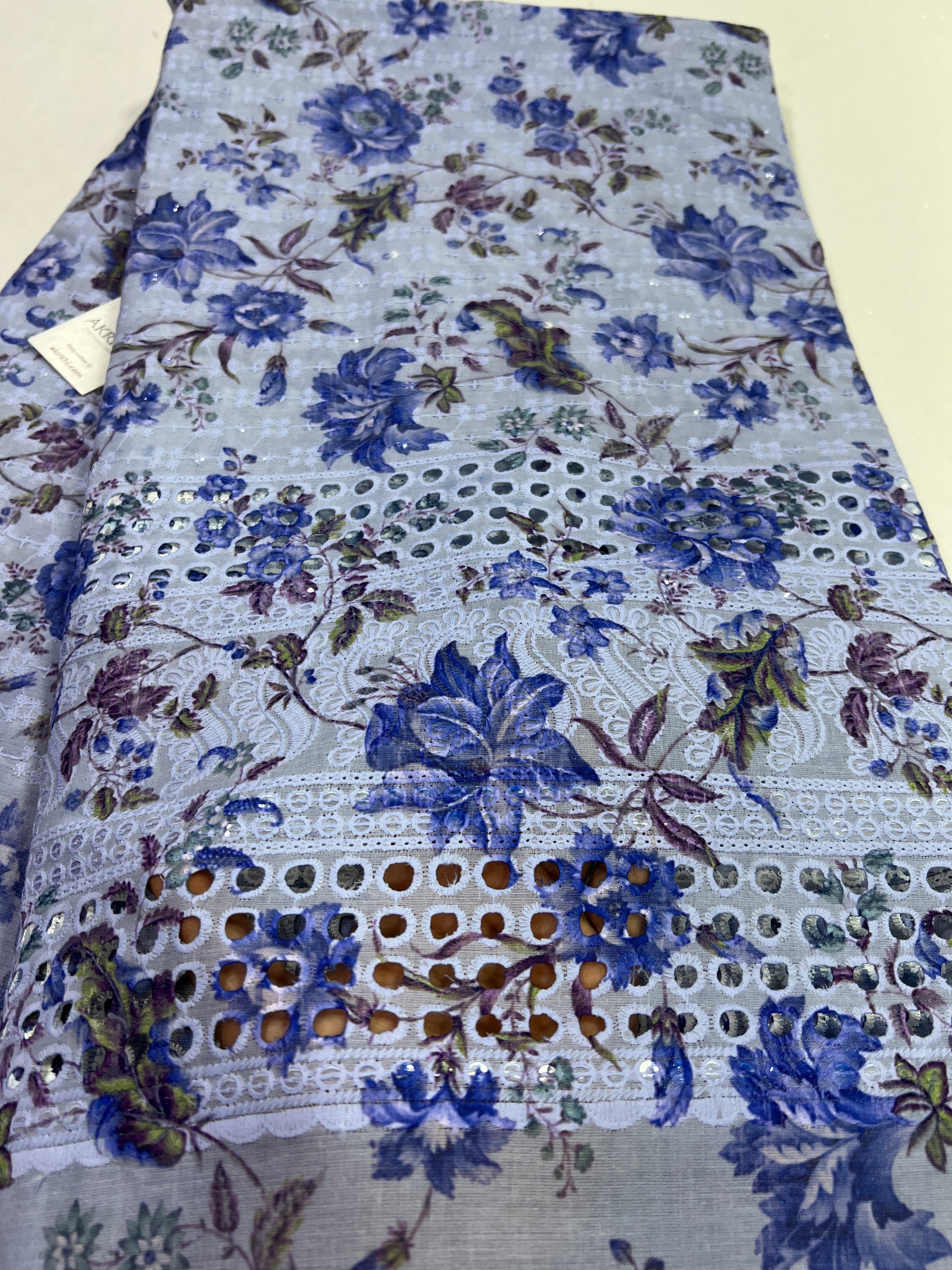 Hakoba printed Cotton schiffli fabric