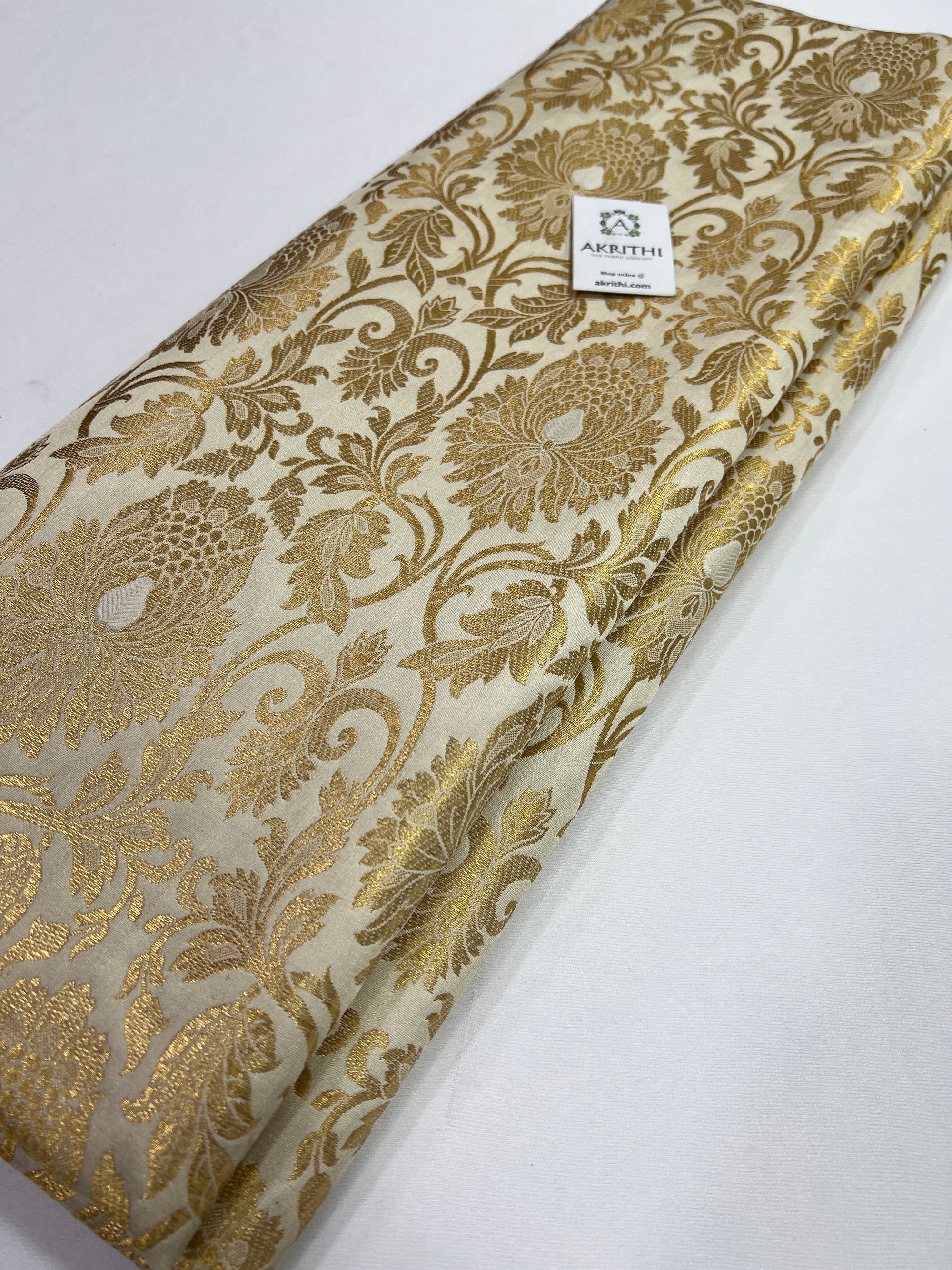 Banarasi brocade fabric off white