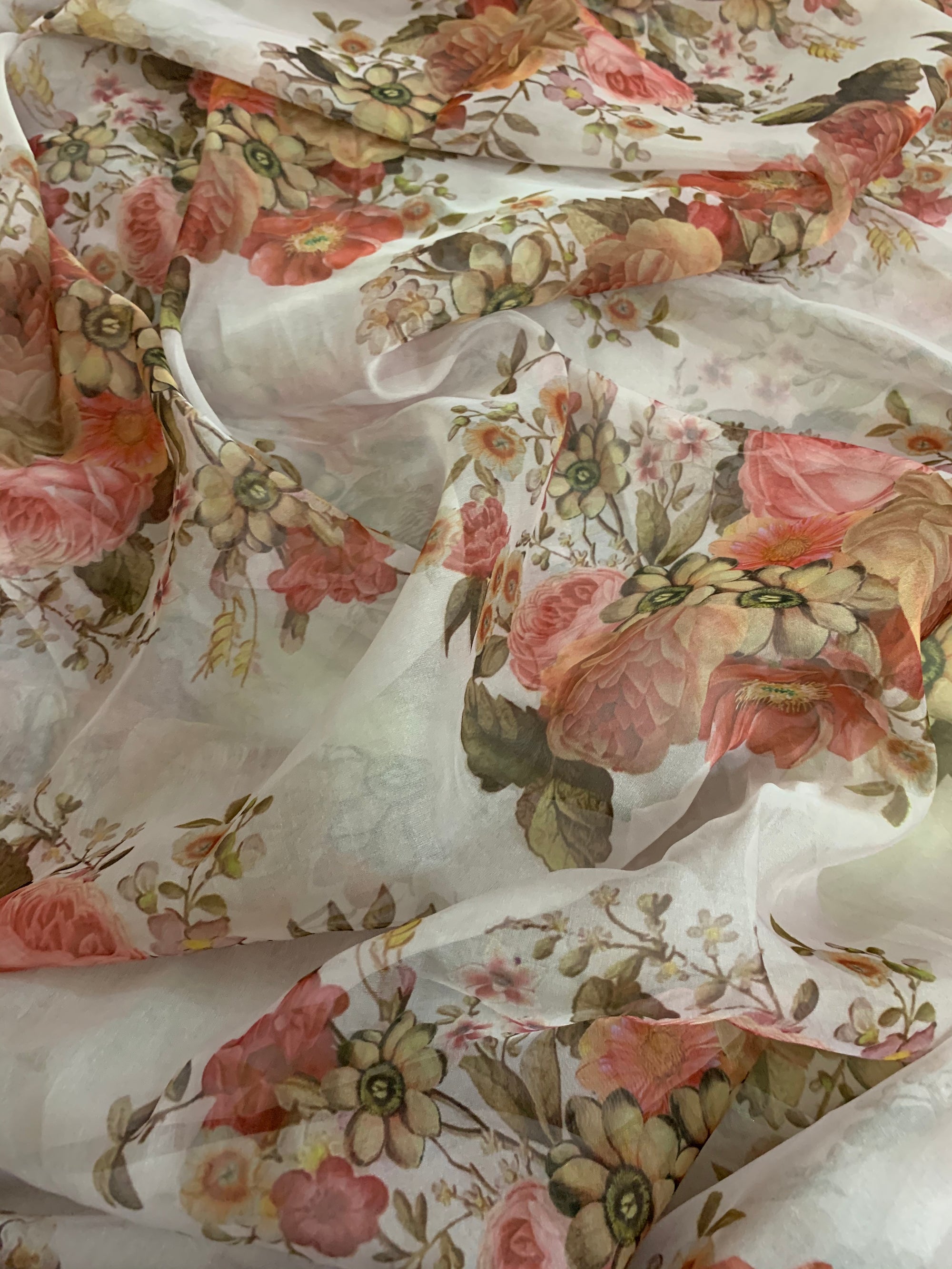 Digital floral Printed organza fabric