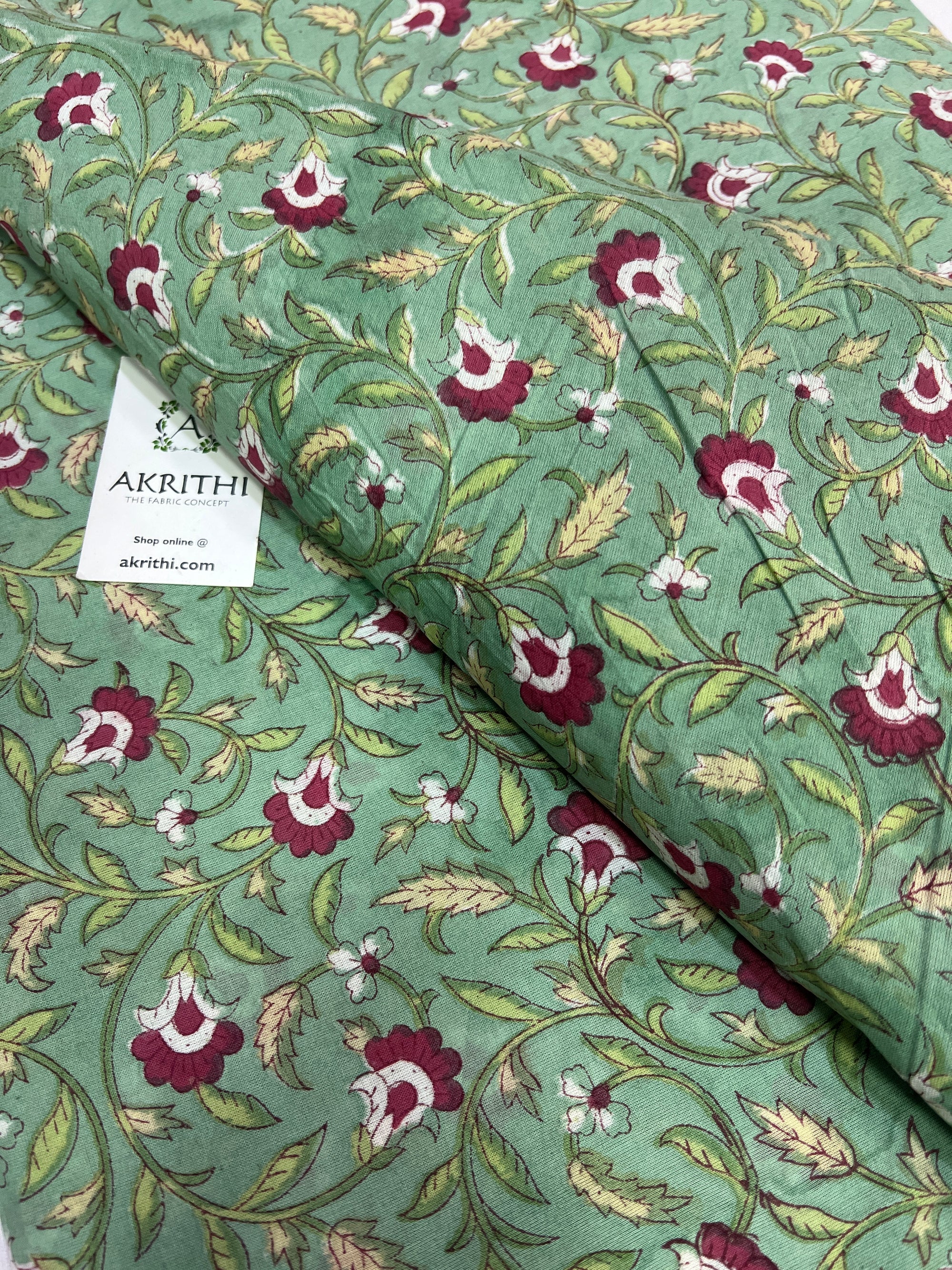 Hand block Printed pure mul cotton fabric