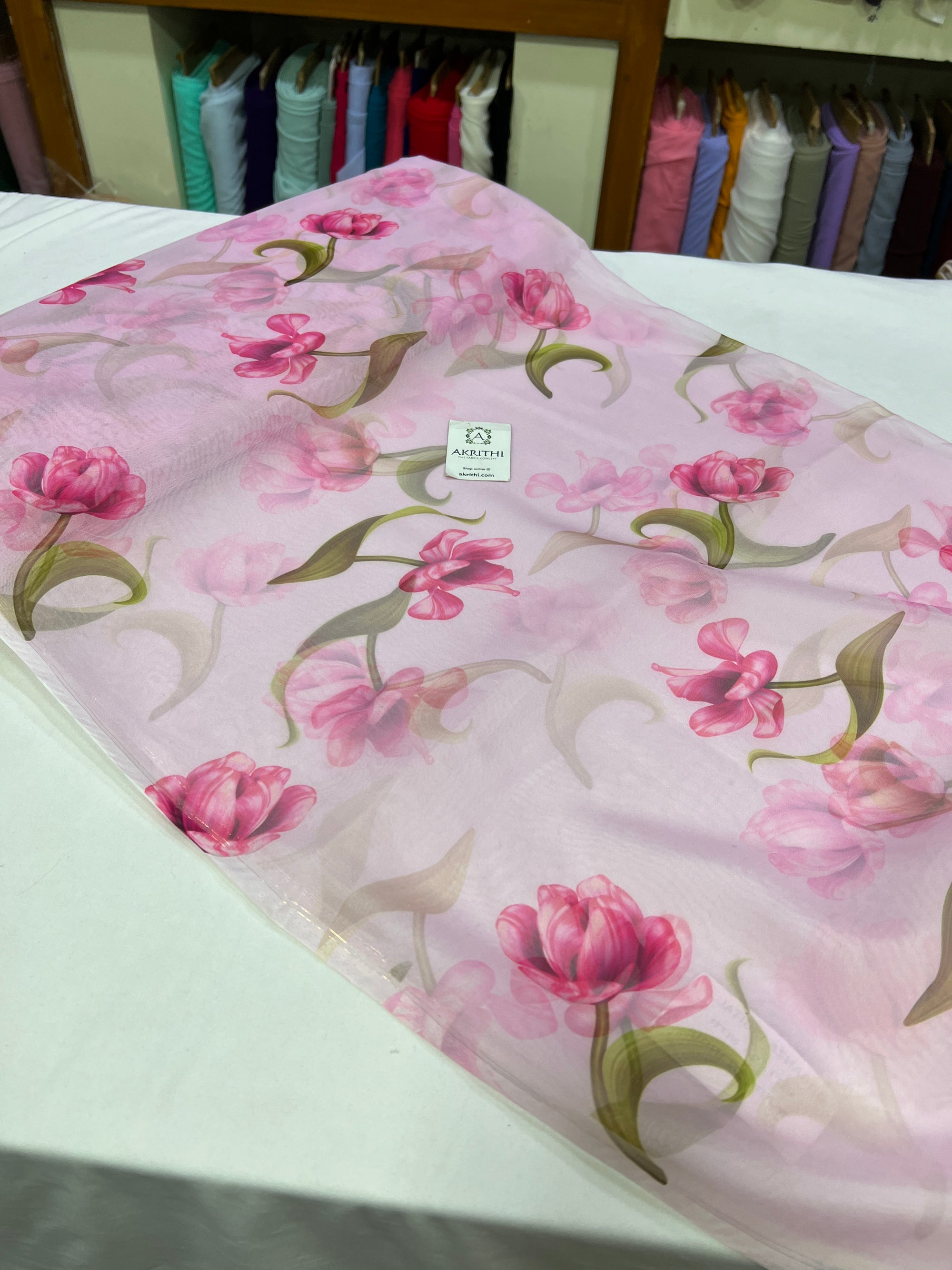 Digital floral Printed organza fabric