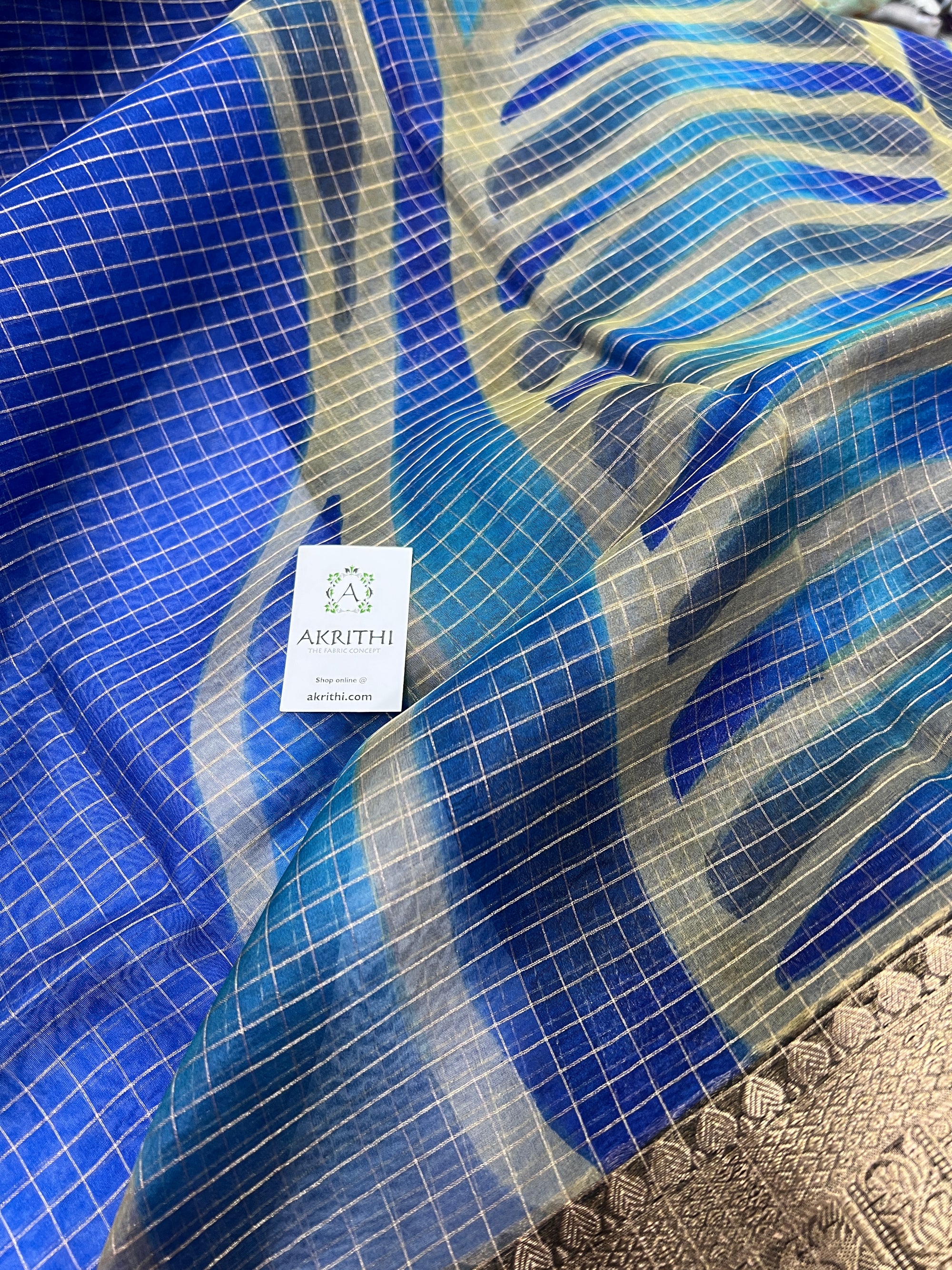 Hand brushed pure silk organza saree
