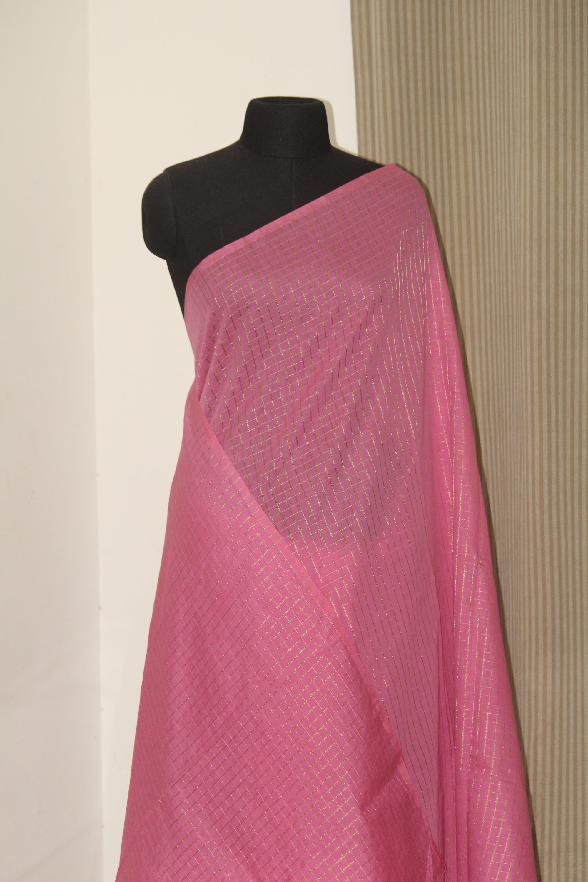 Silk cotton zari checks saree