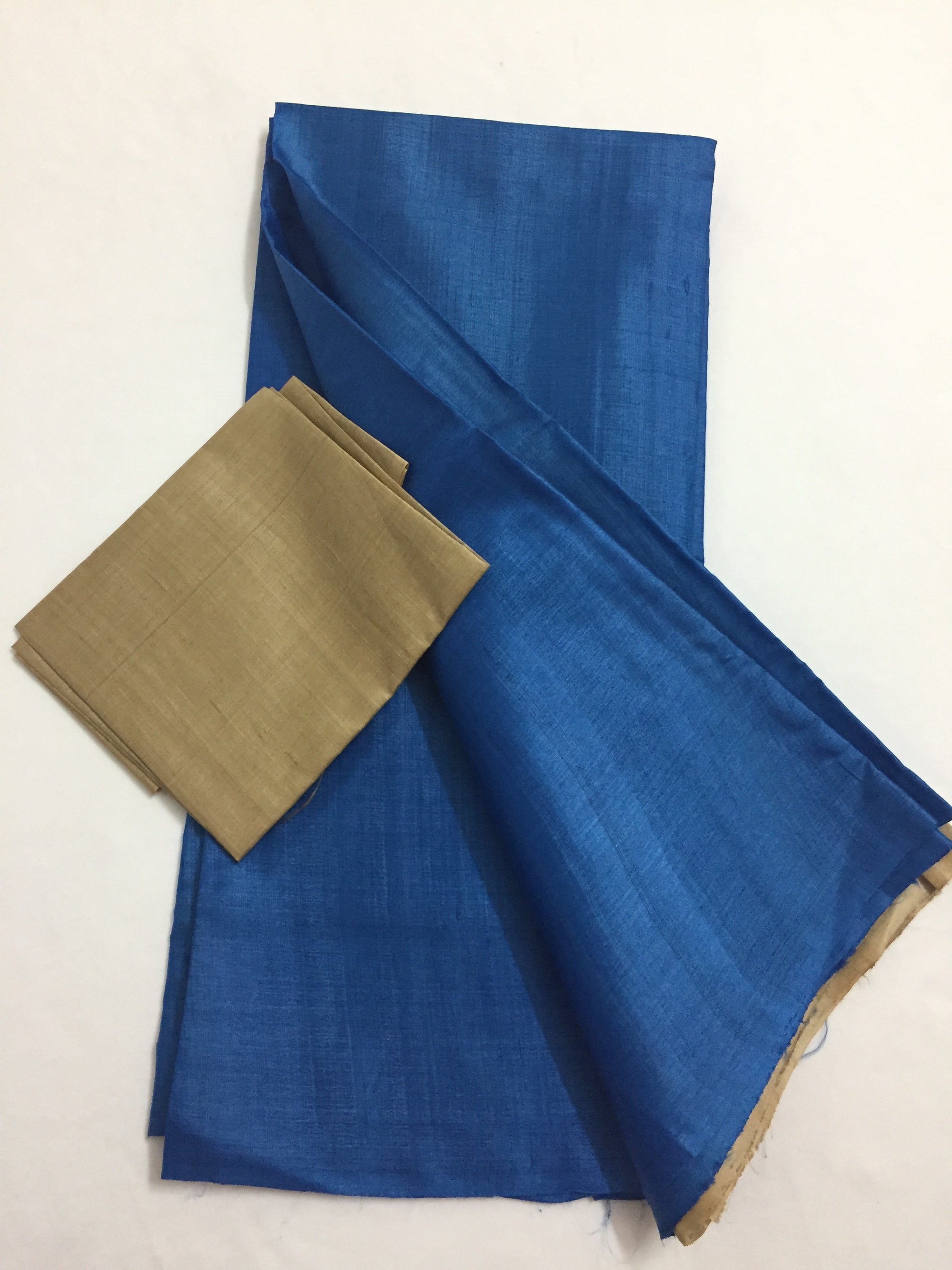 Handloom pure tussar silk saree with contrast blouse