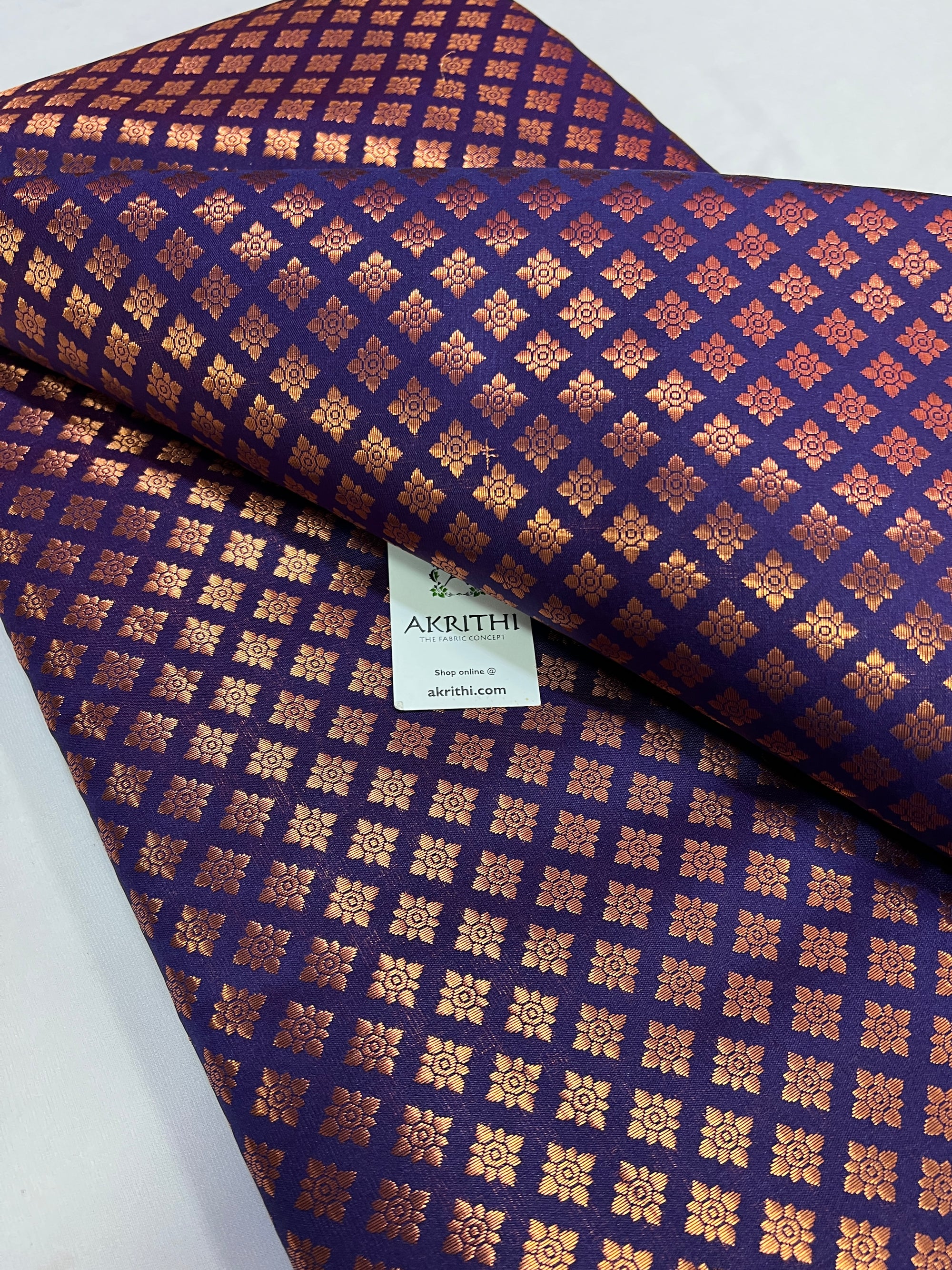 Banarasi brocade fabric with copper zari