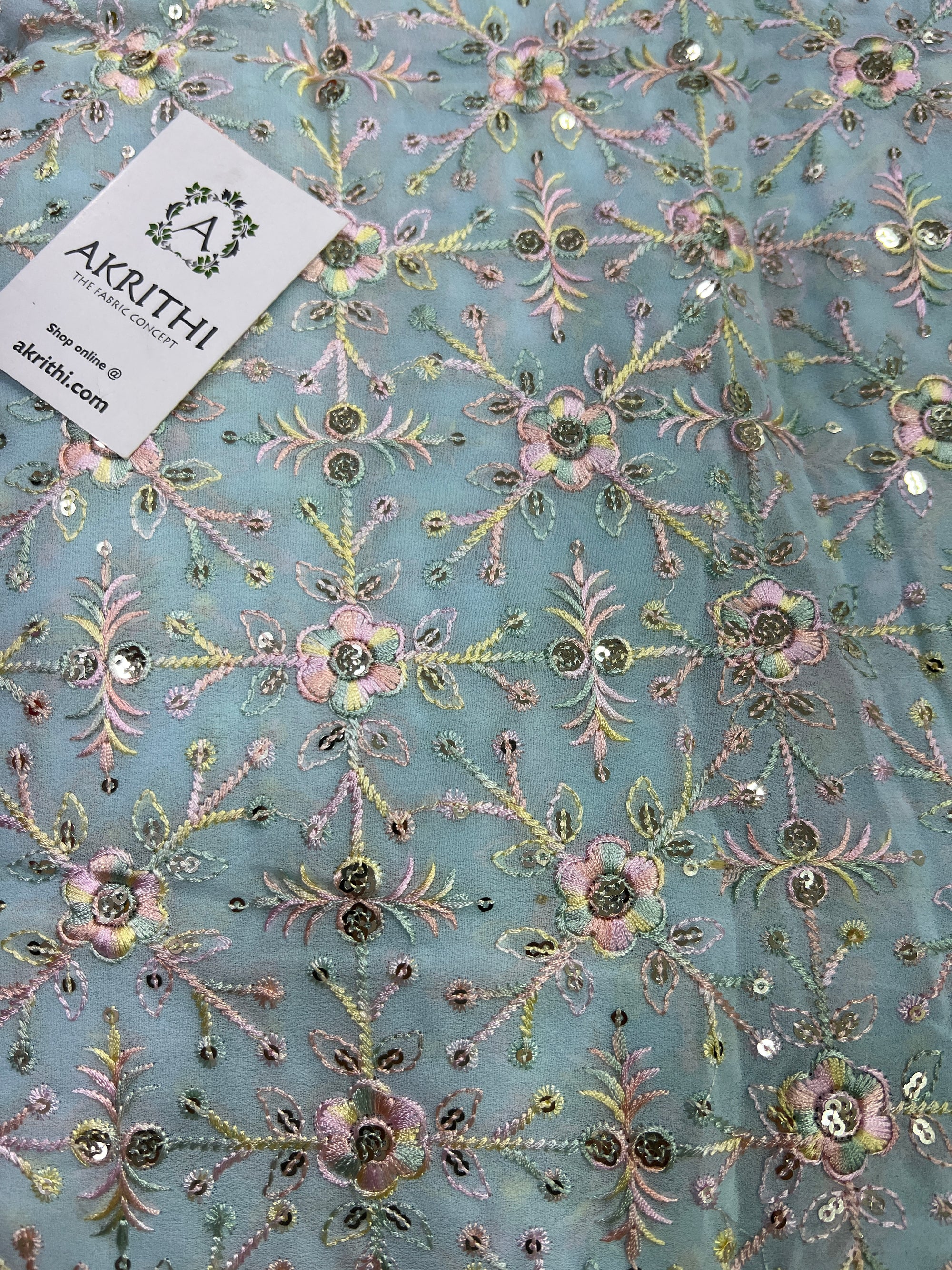 Embroidery on georgette fabric 70 CM CUT