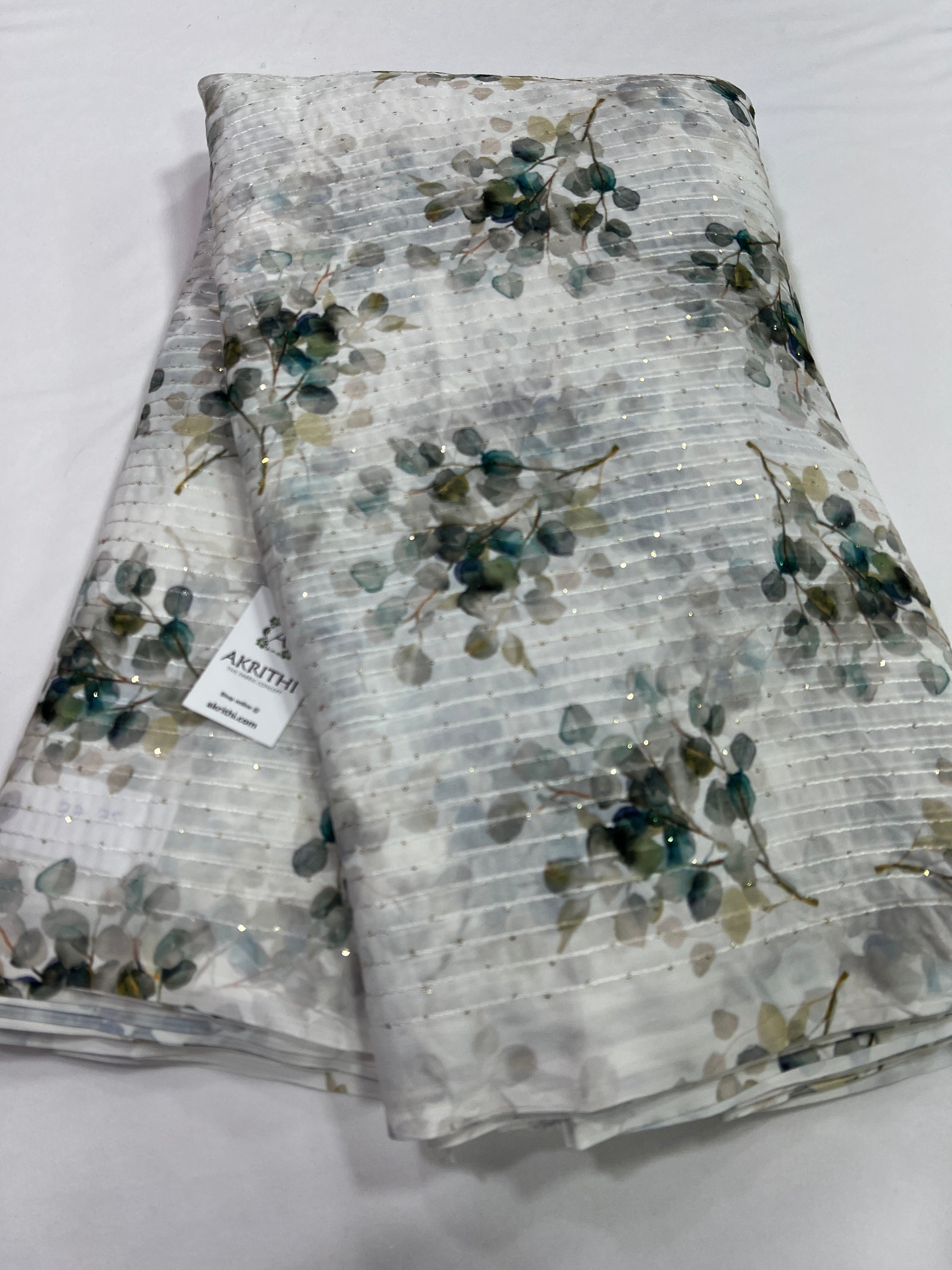 Digital printed georgette fabric with sequins work