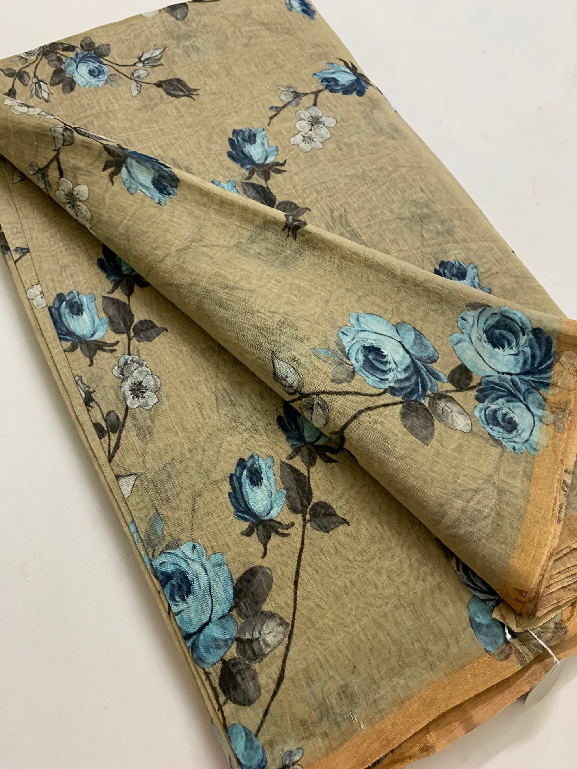 Handloom Printed pure linen silk fabric