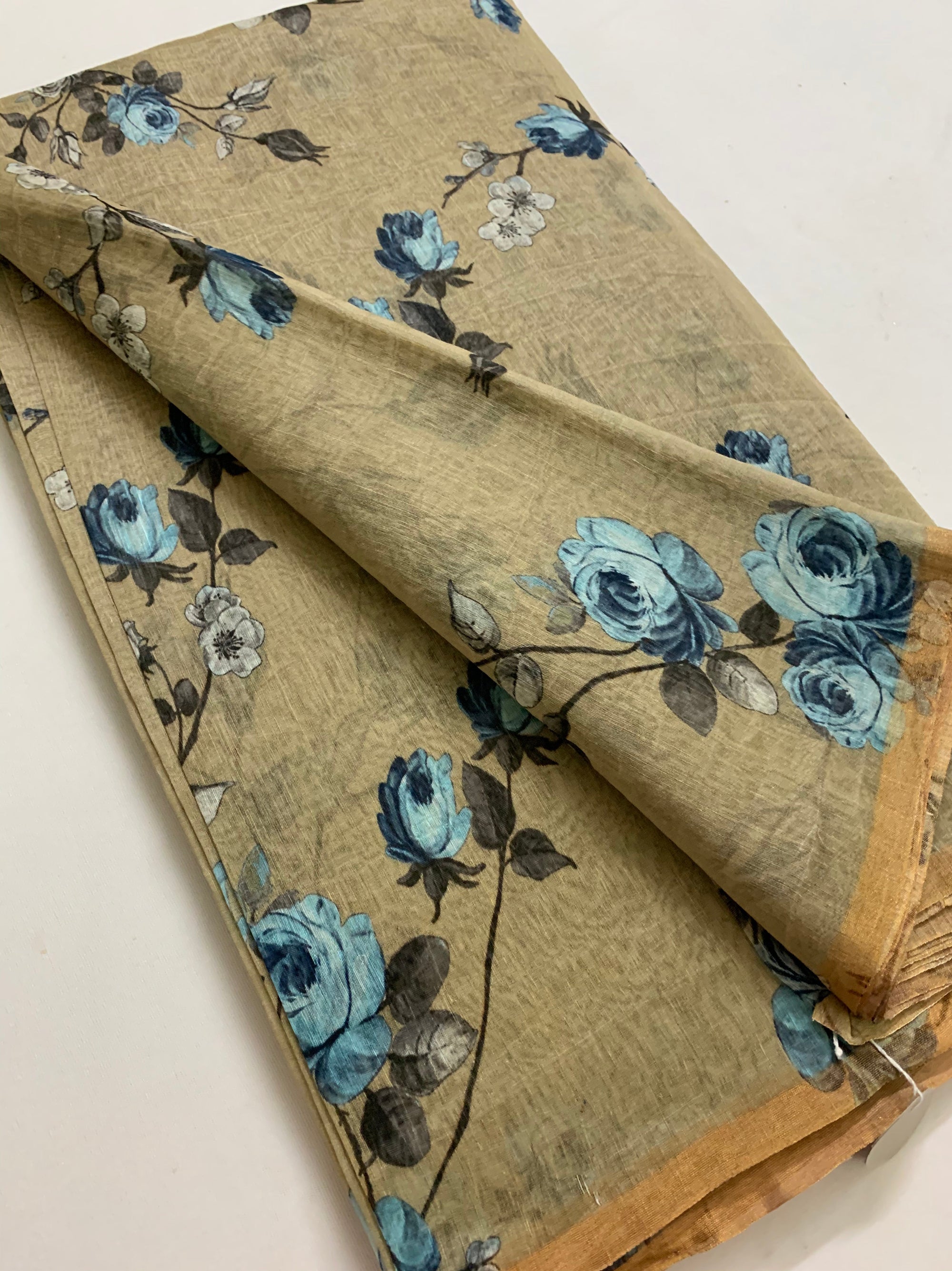 Handloom Printed pure linen silk fabric