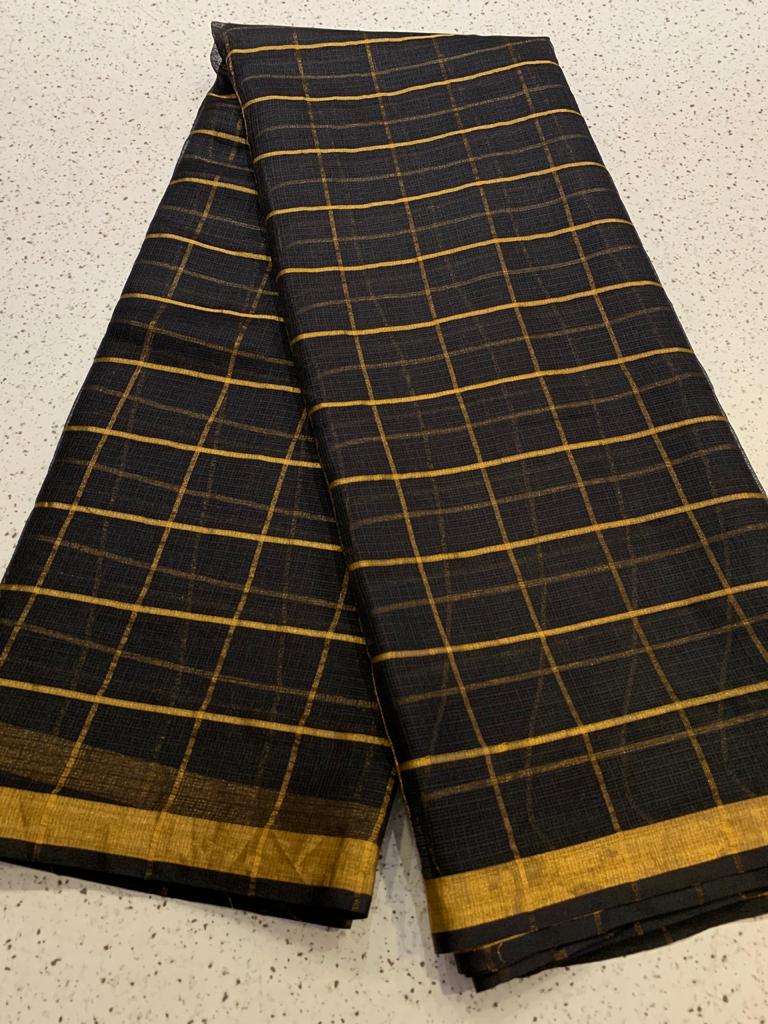 Pure kota silk saree with zari checks