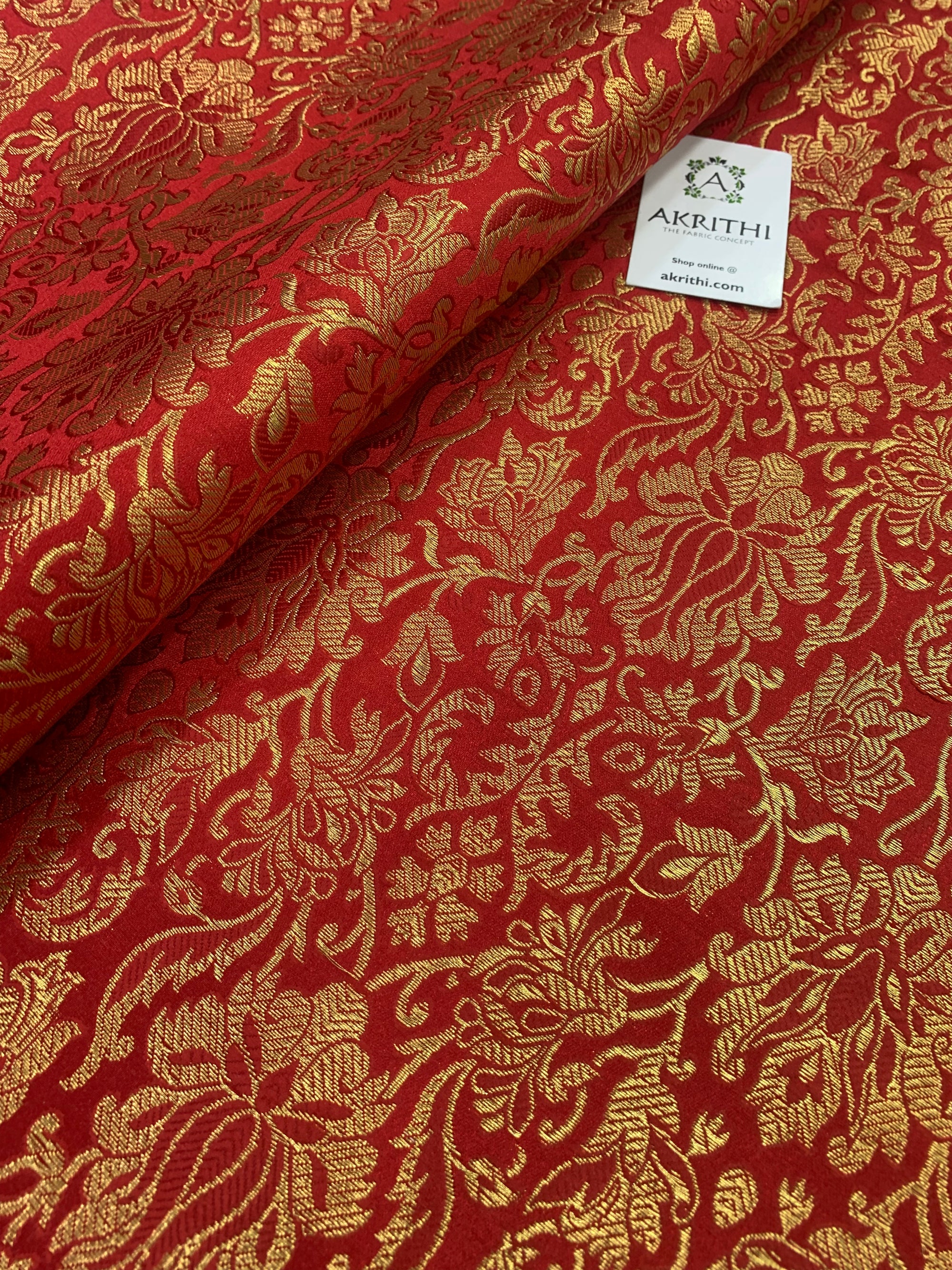 Banarasi brocade fabric red