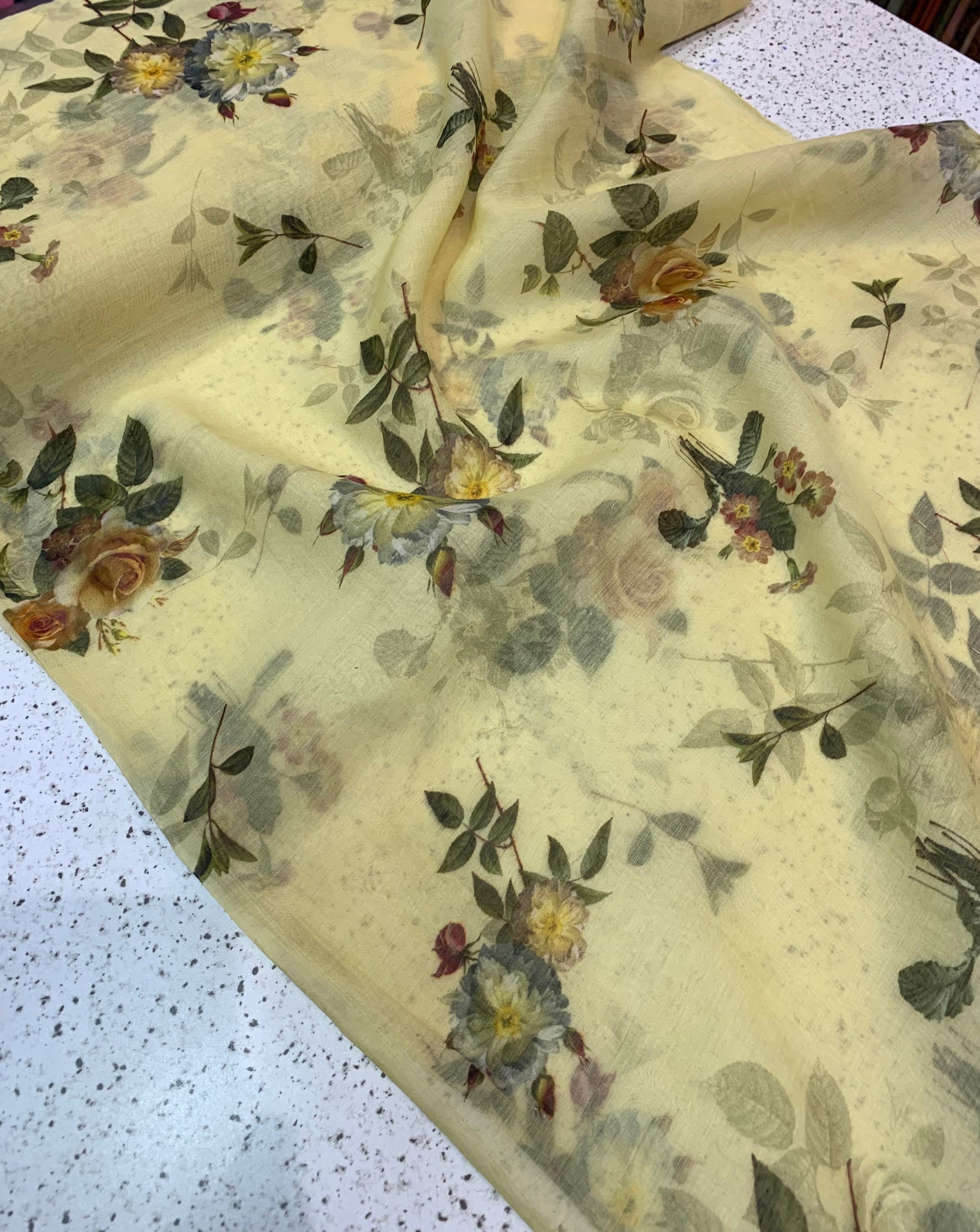 Floral Printed Pure silk cotton fabric
