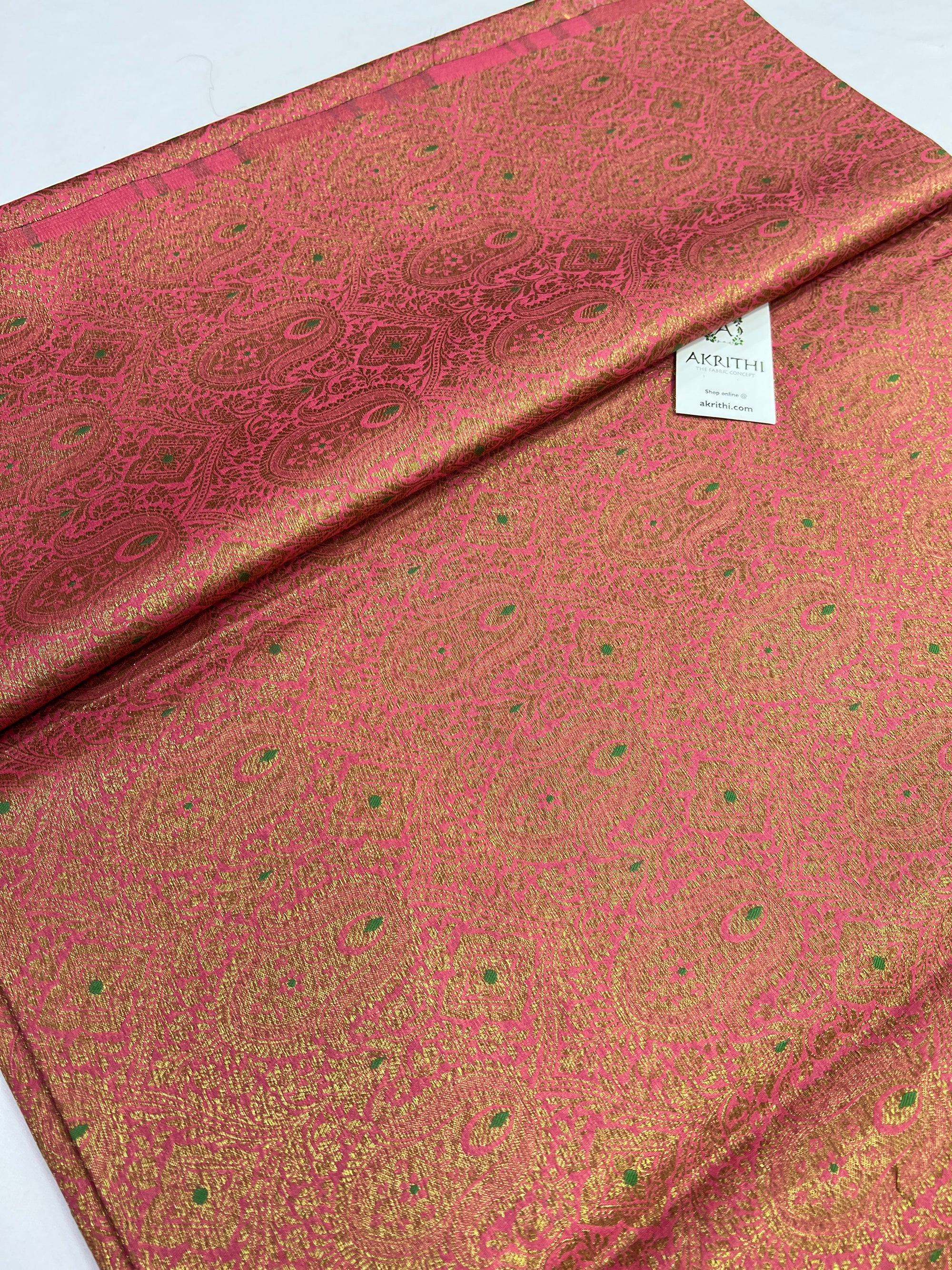Handloom Banarasi brocade fabric with antique zari