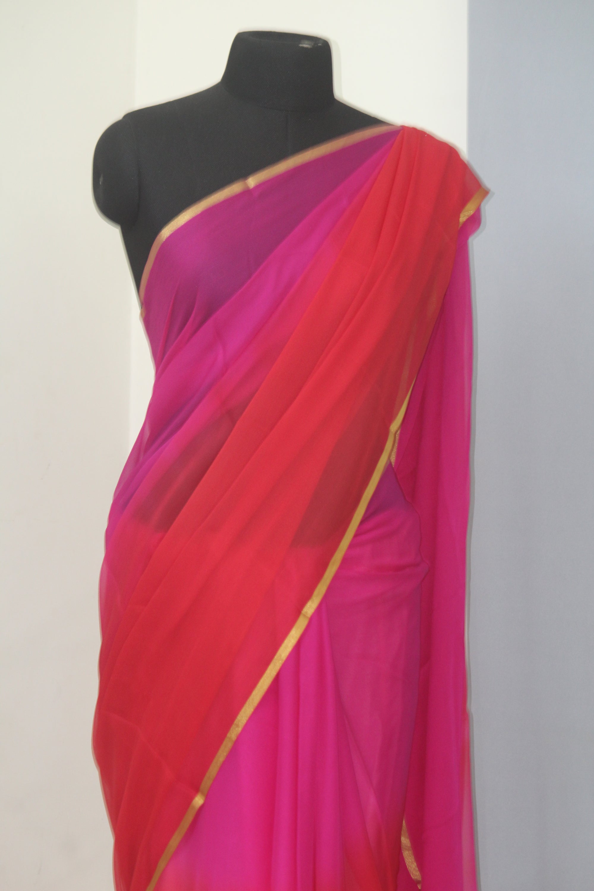 Pure silk chiffon saree