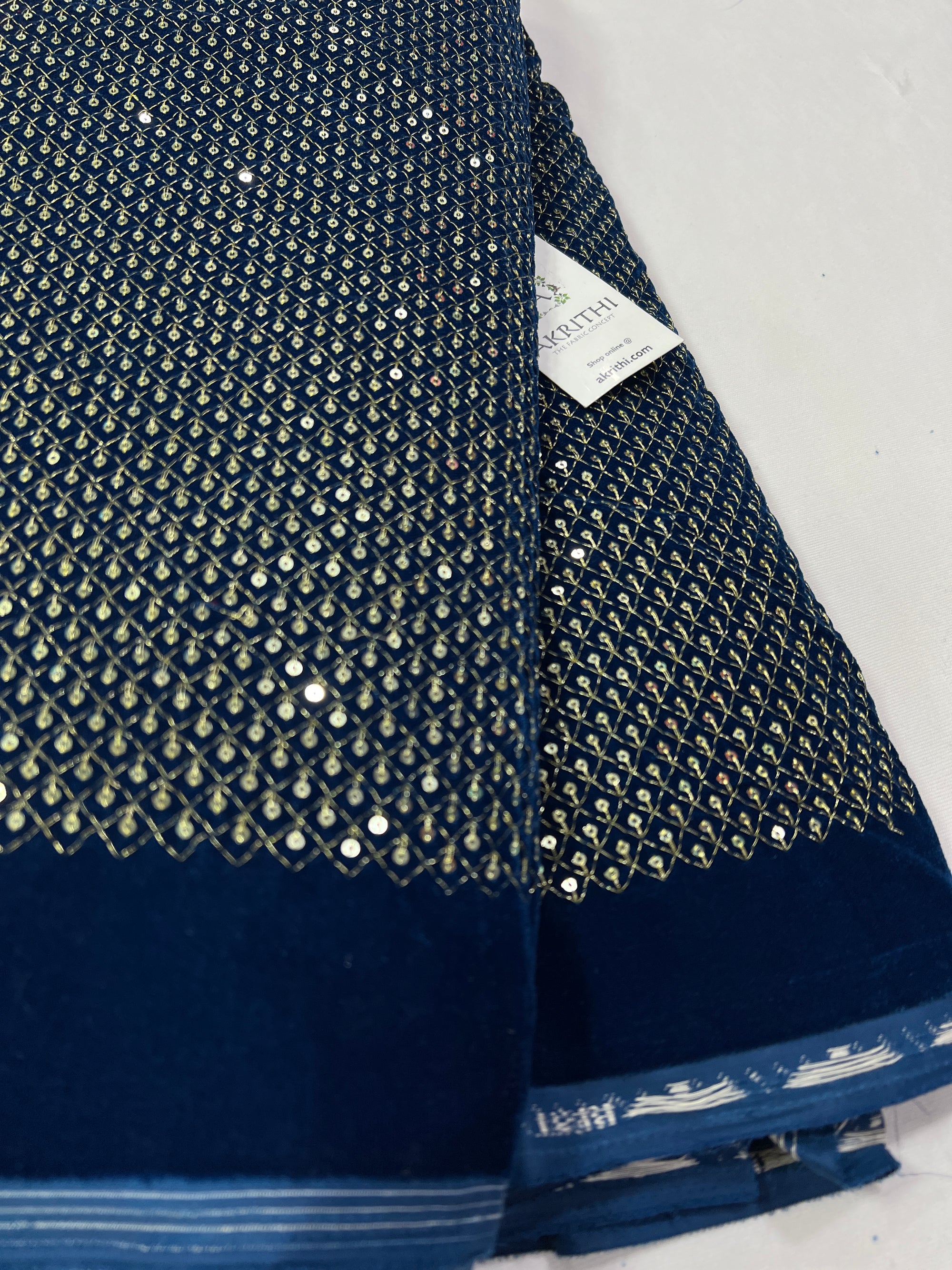 Embroidery on micro velvet fabric
