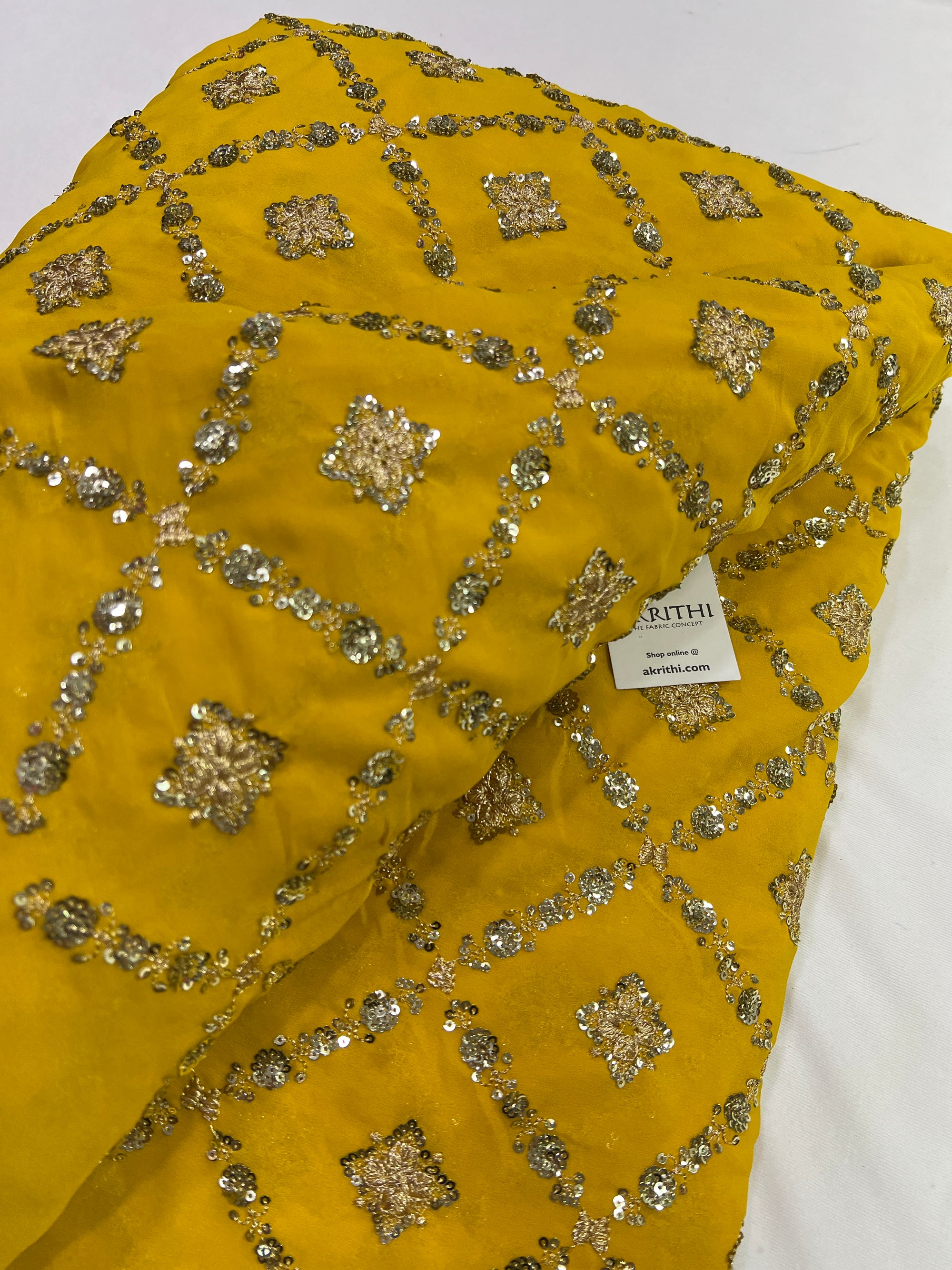 Embroidery on georgette fabric 60 CM CUT