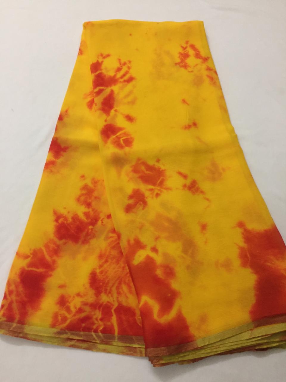 PURE CHIFFON SHIBORI TIE AND DYE SAREE