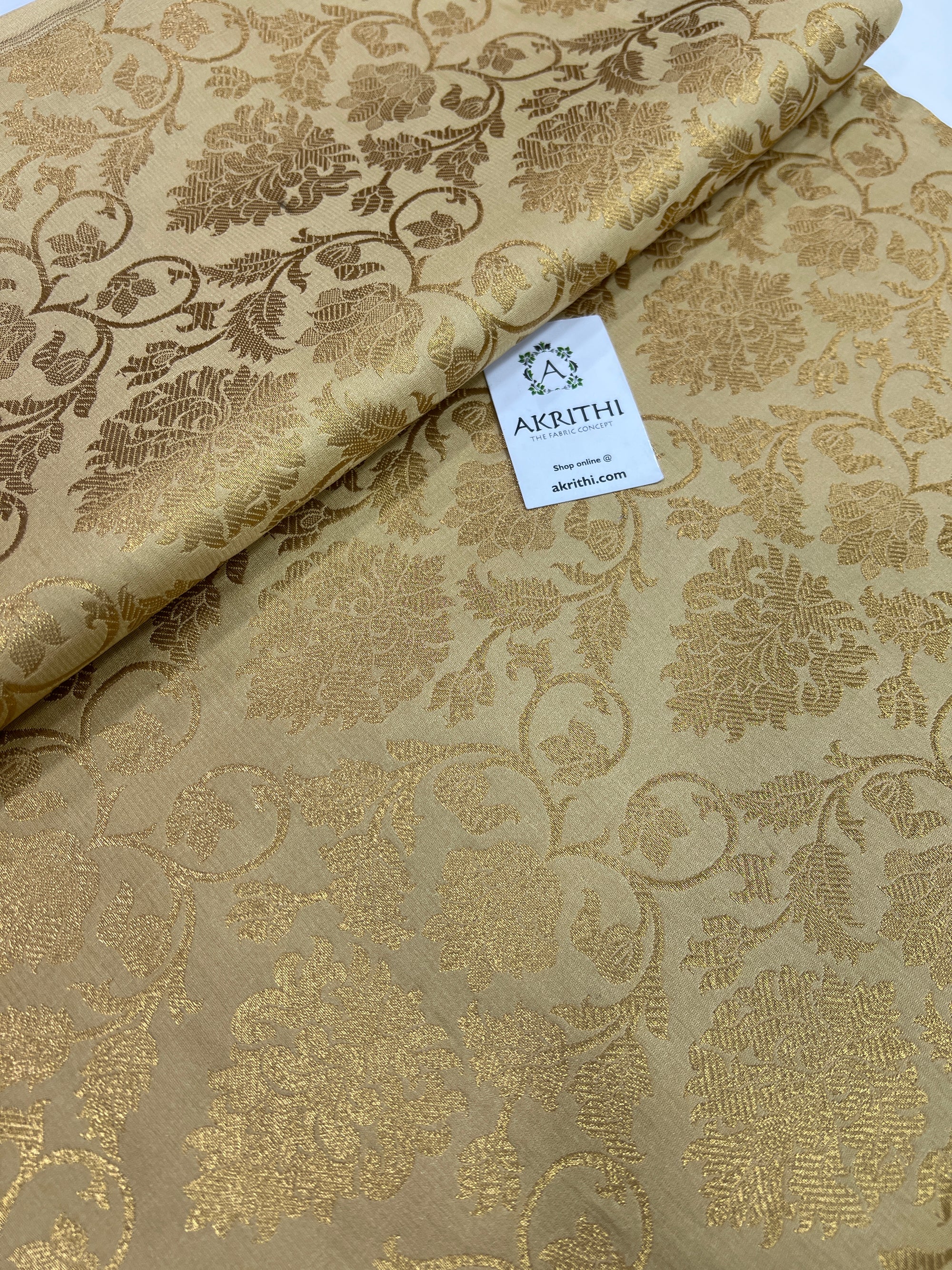 Banarasi brocade fabric beige 80 cms cut