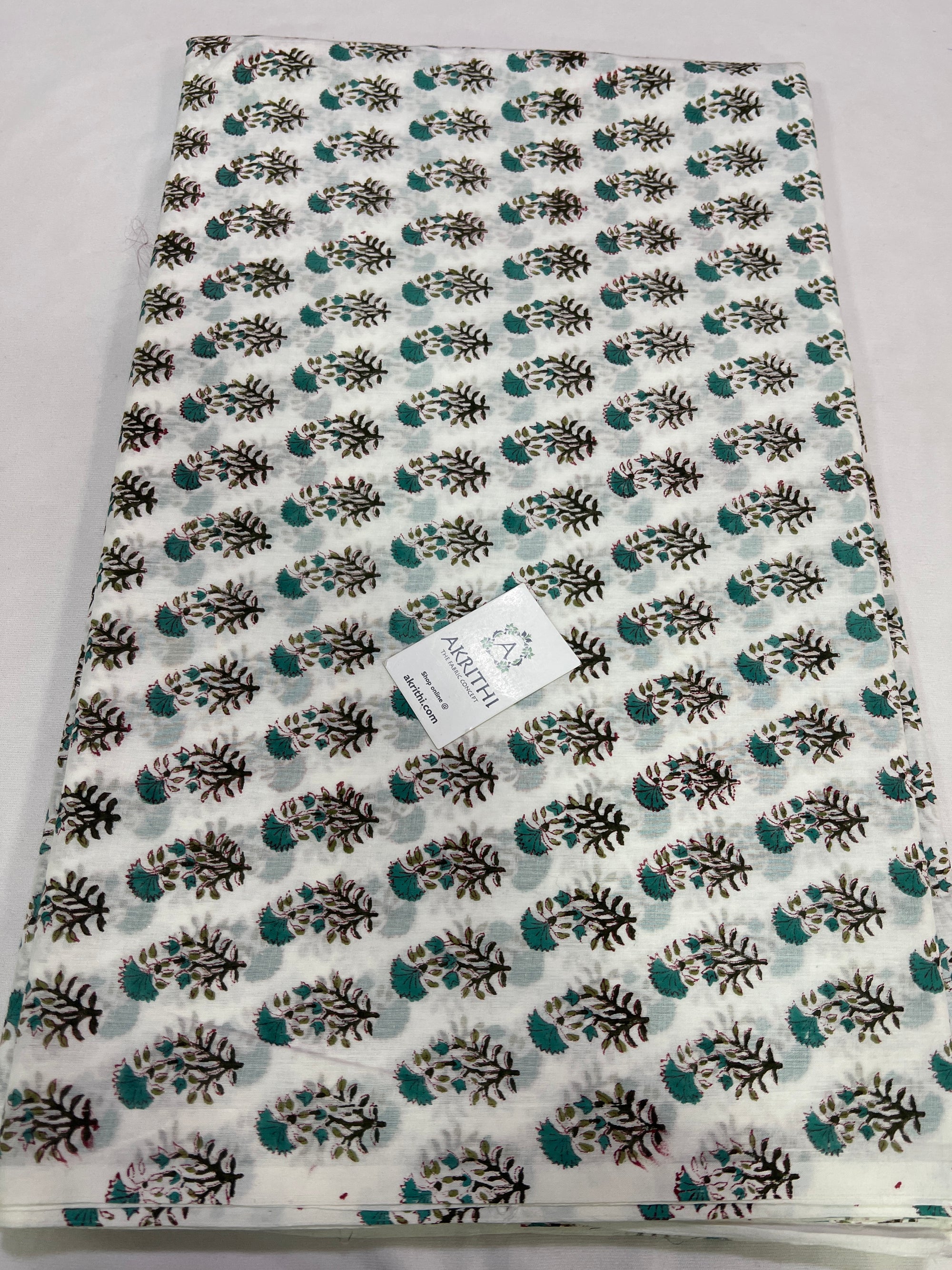 Hand block Printed pure mul cotton fabric