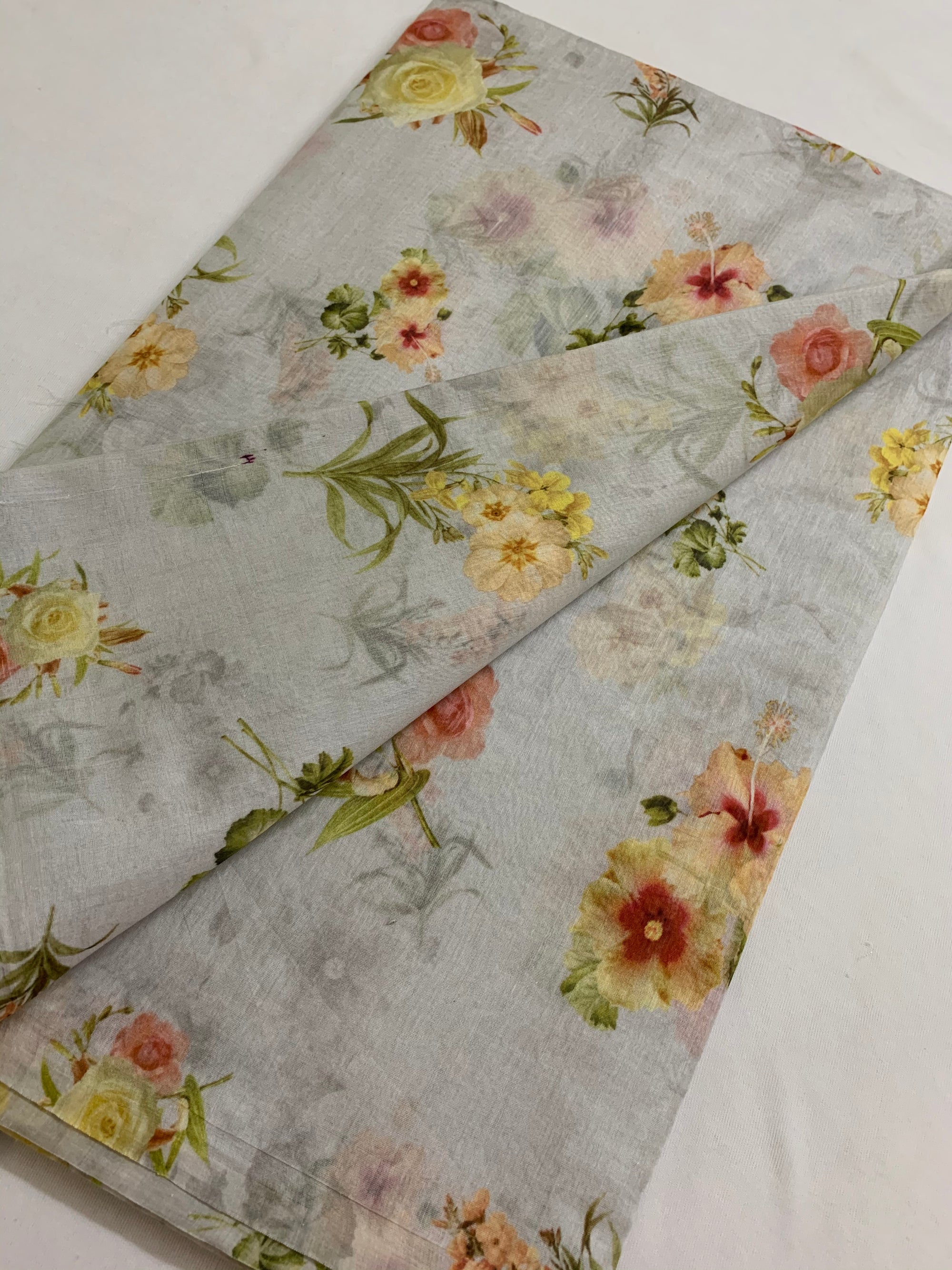 Floral Printed Pure silk cotton fabric
