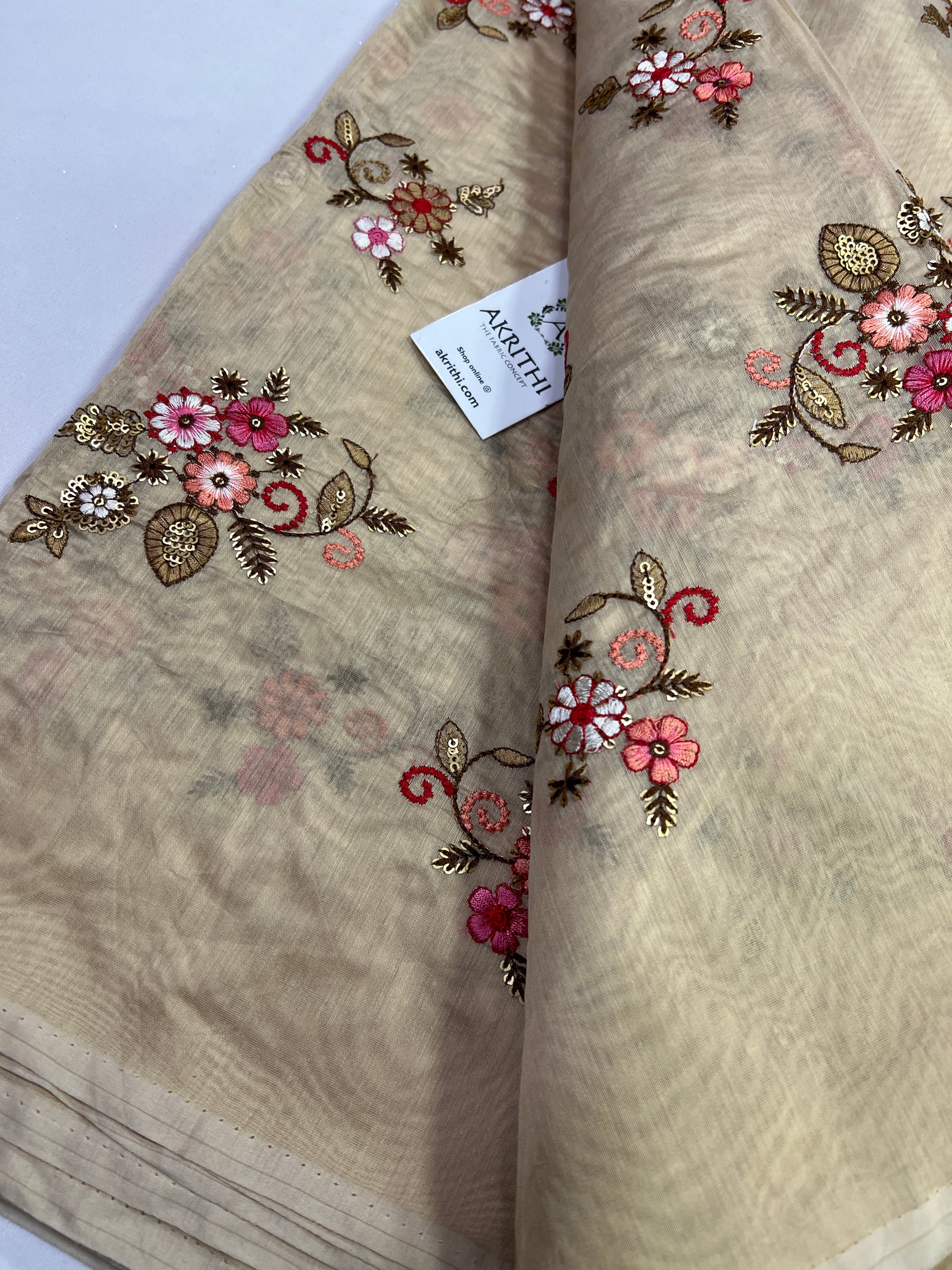 Embroidery on chanderi fabric