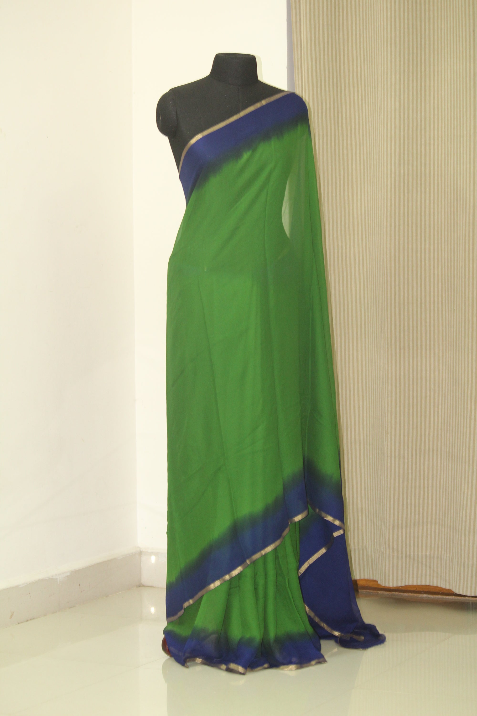 Double shaded pure silk chiffon saree