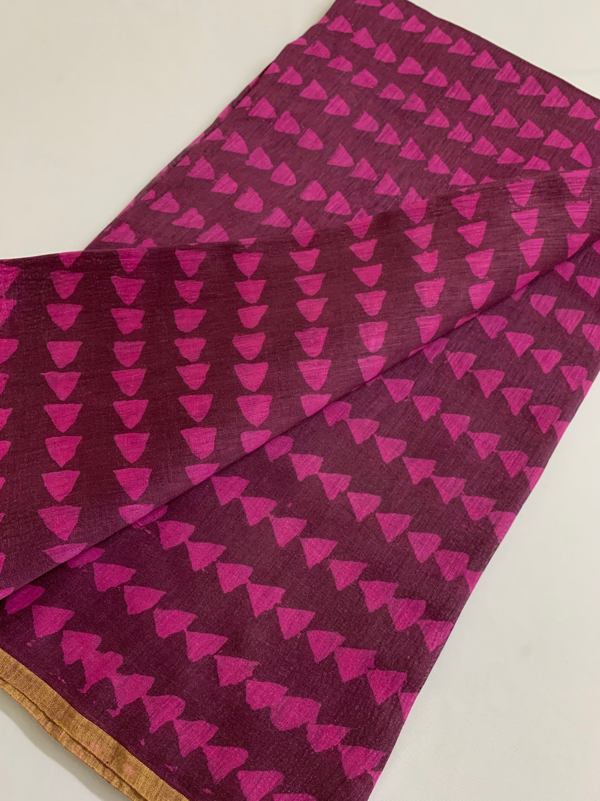 Handloom Printed pure linen silk fabric 1.4 metres cut