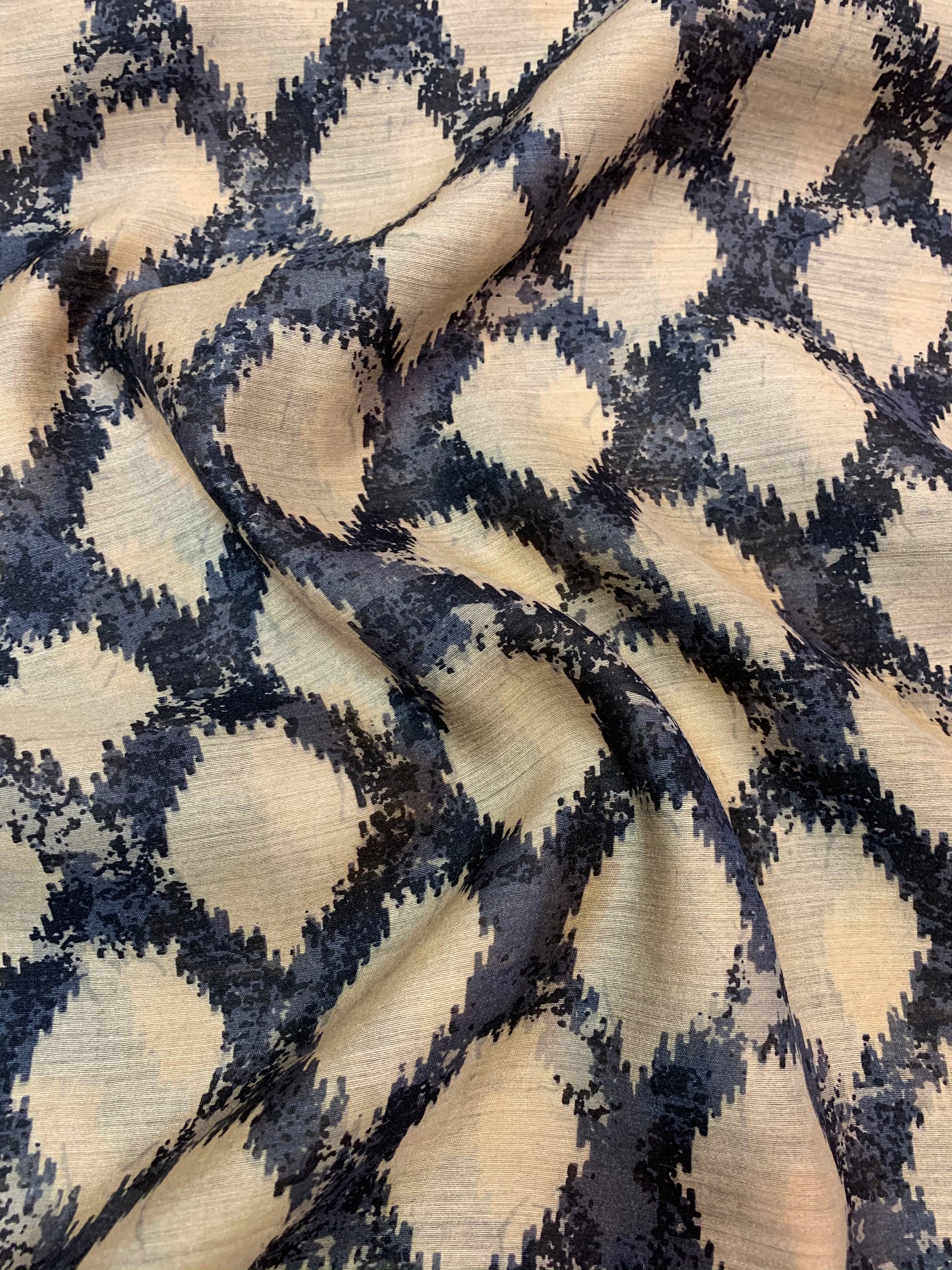 Printed handloom pure munga silk fabric