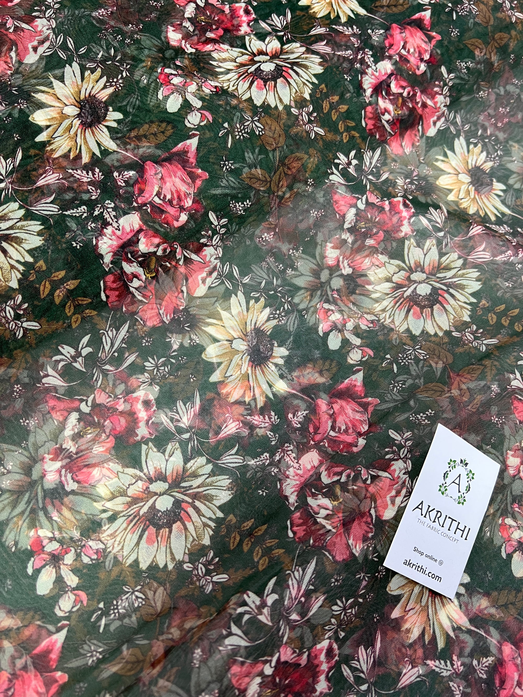 Digital floral Printed organza fabric