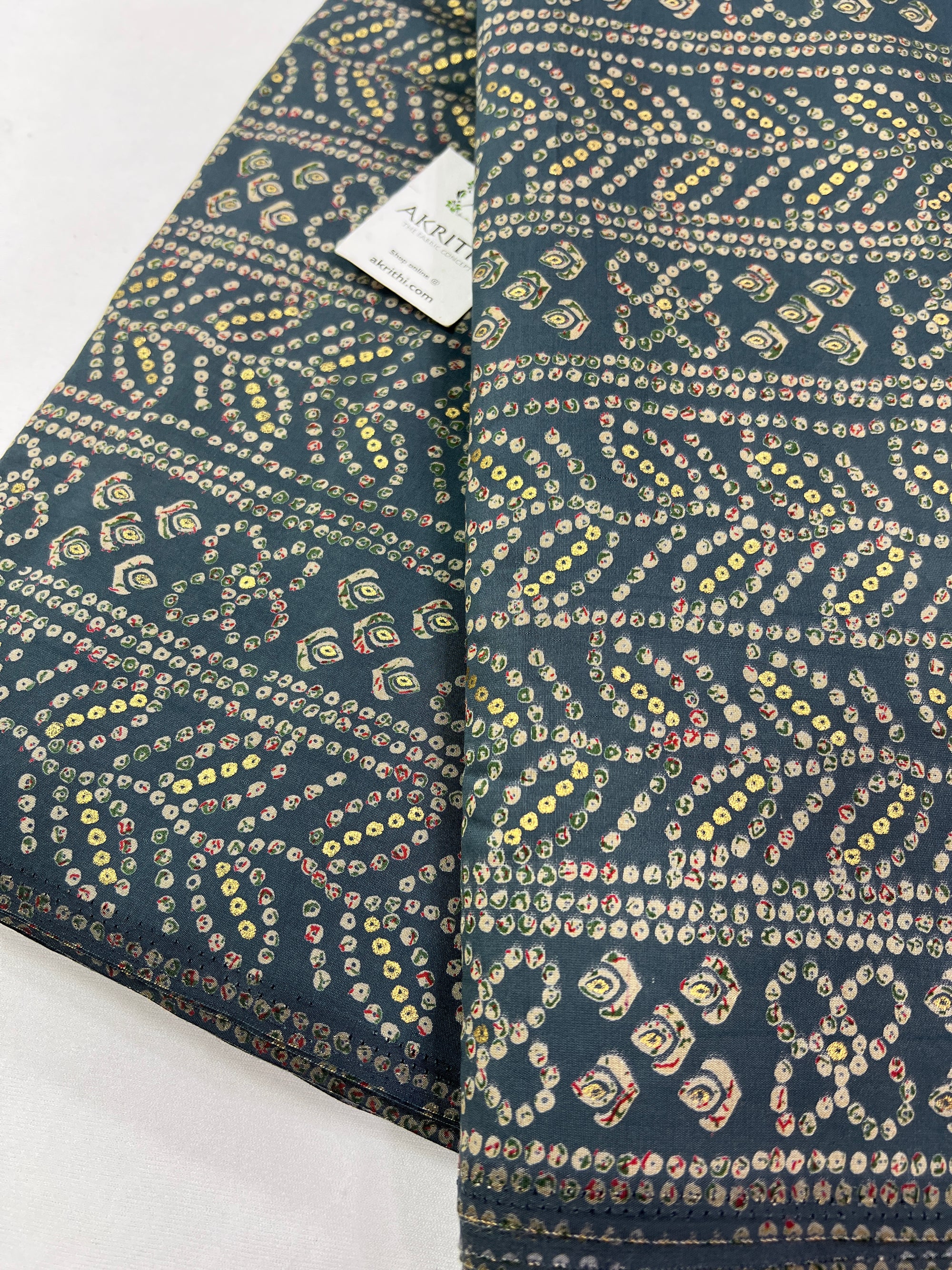 Digital printed silk fabric with foil