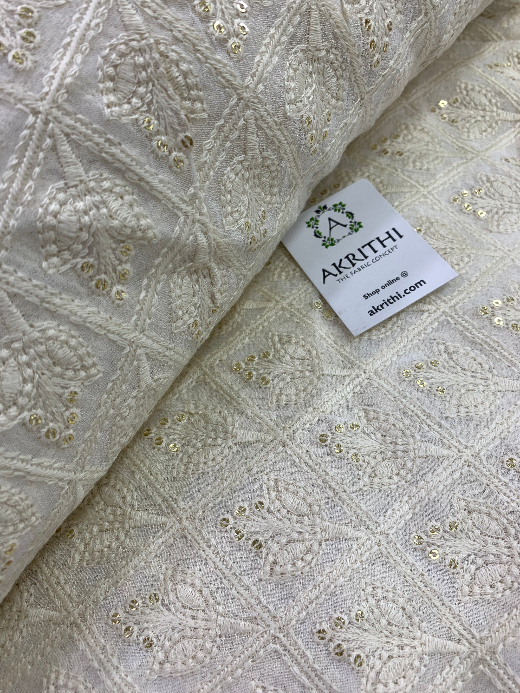 Embroidery on dyeable pure georgette fabric