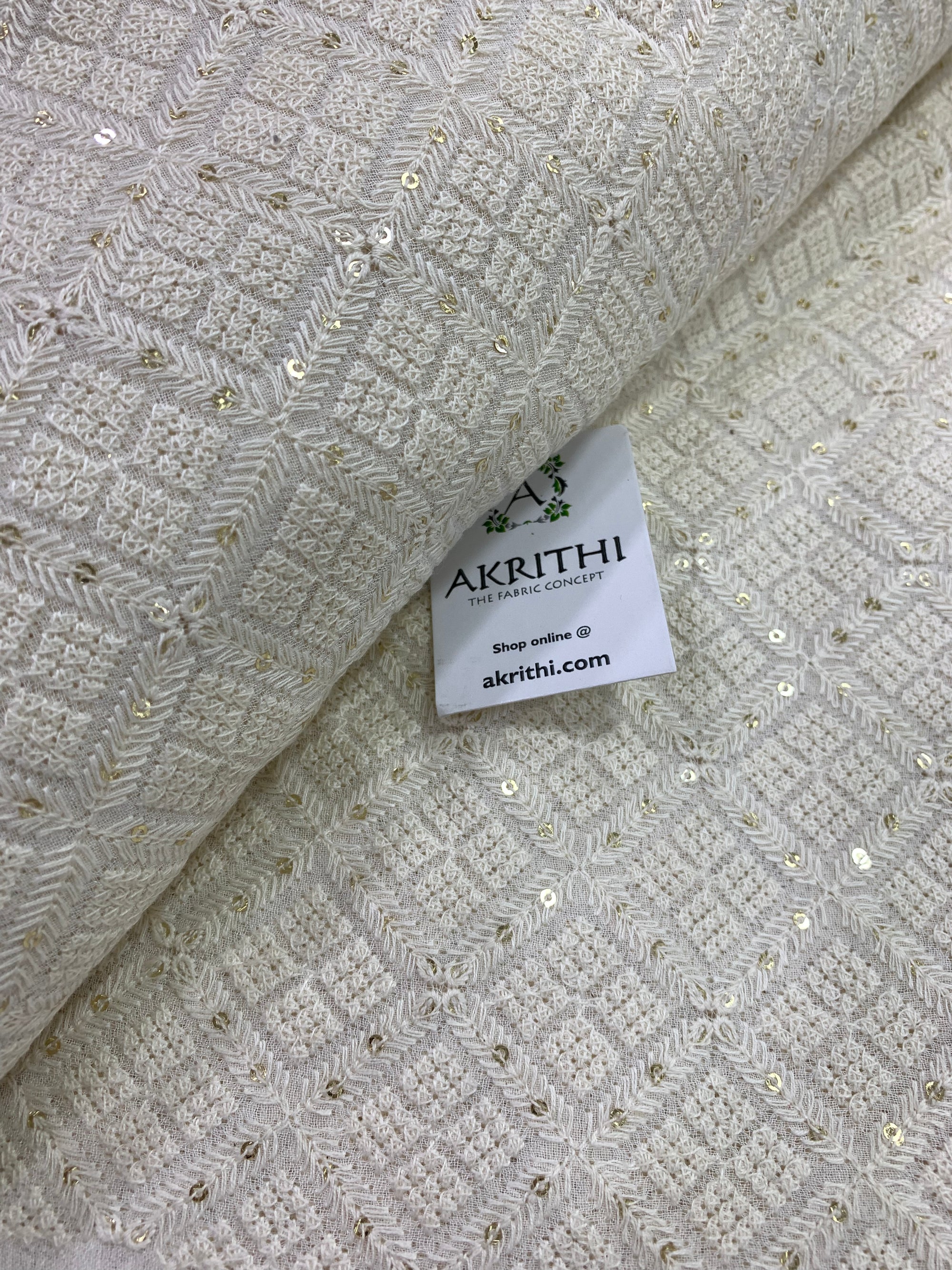 Embroidery on dyeable pure georgette fabric