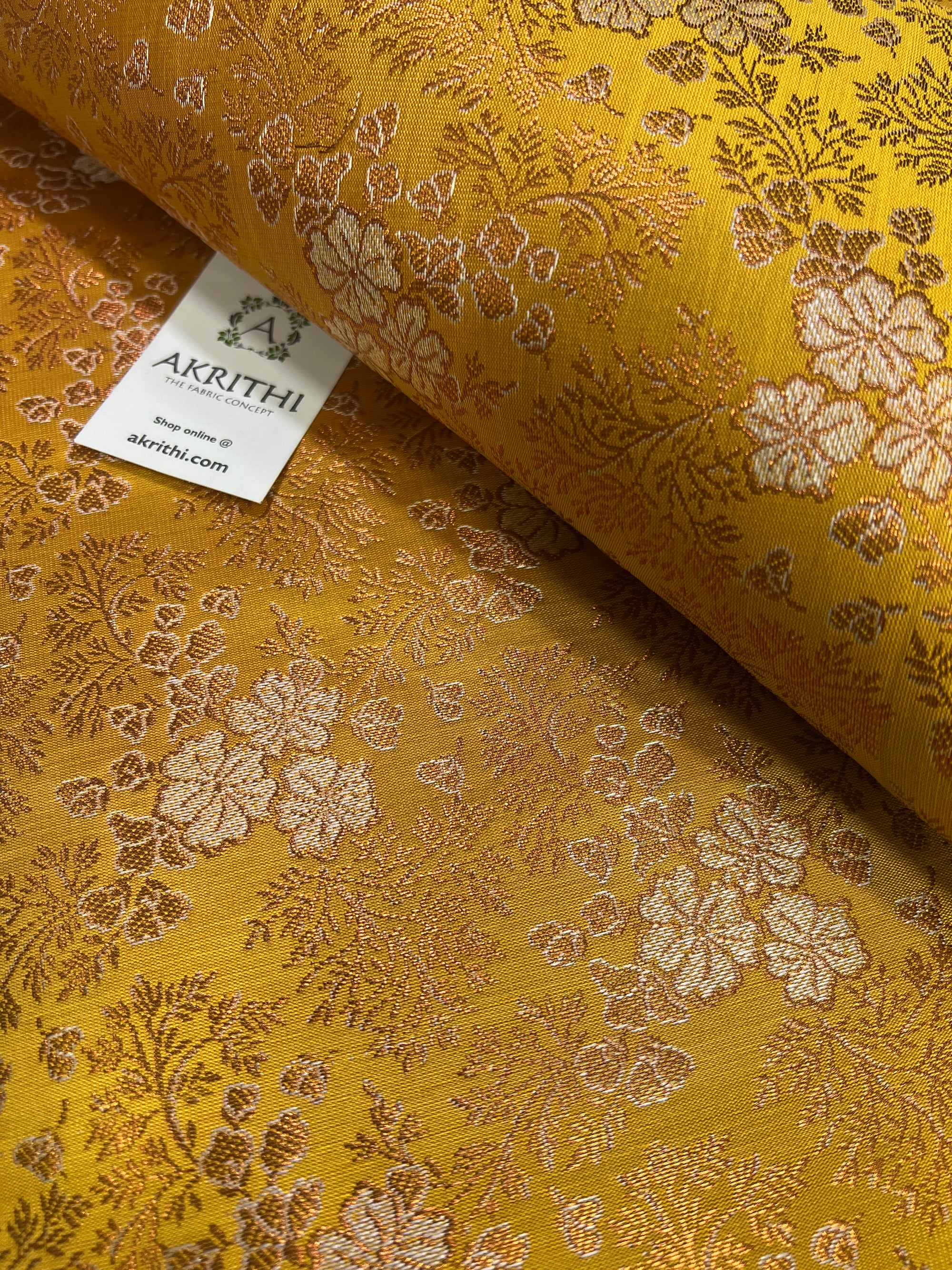 Banarasi brocade fabric with copper zari