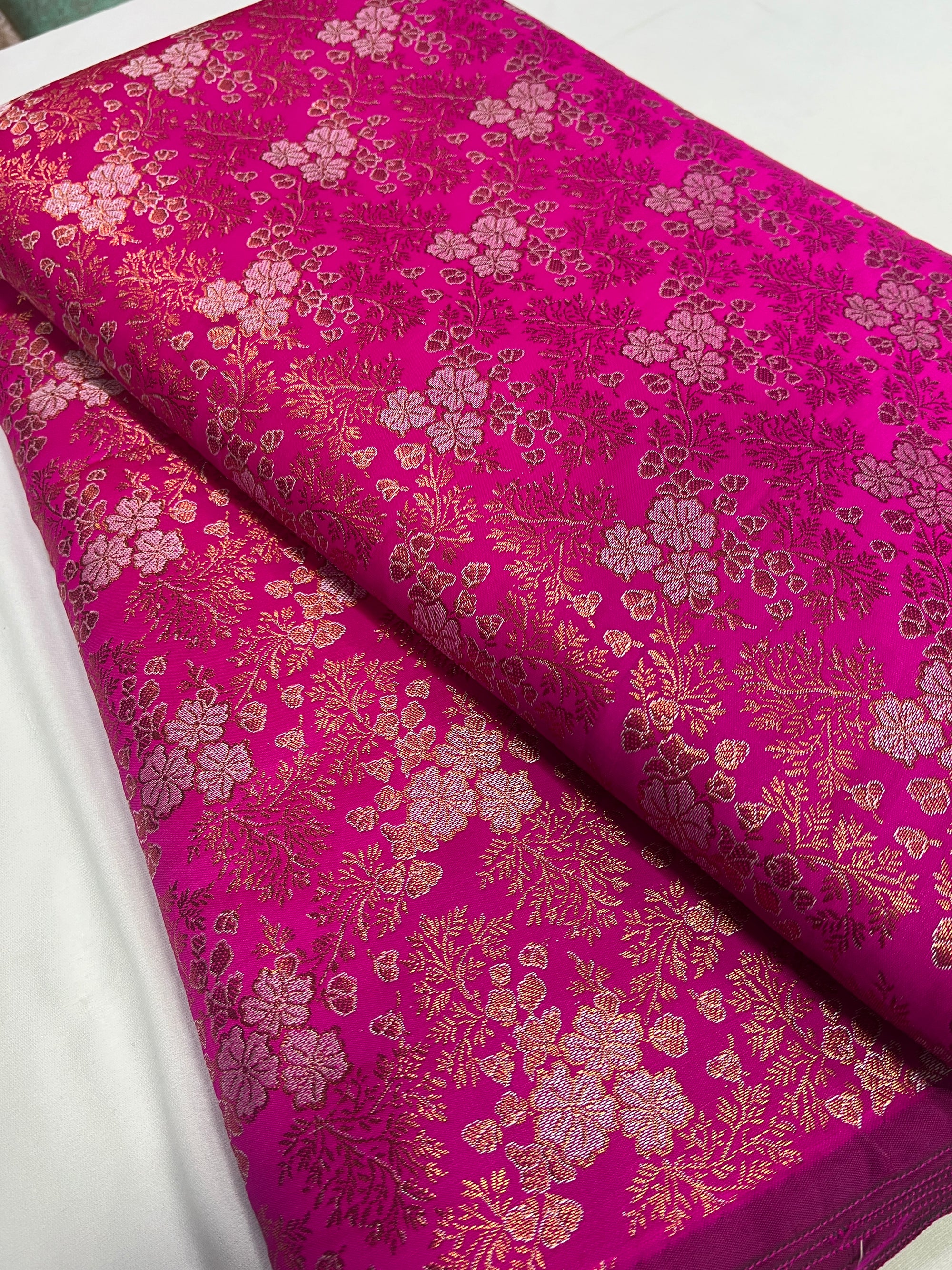 Banarasi brocade fabric with copper zari